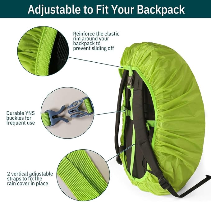 Unigear Backpack Rain Cover Waterproof Rating 5000mm Ultraportable and Durable with 2 Anti-Slip Buckle Strap, Integrated Carry Pouch Design (Green, X-Large)