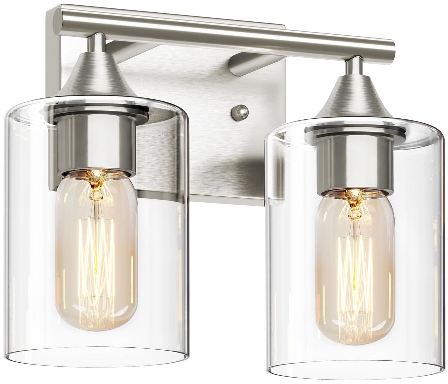 XPEHK Bathroom Vanity Light Fixture, 2-Light Brushed Nickel Over Mirror, Modern for Bedroom Vanity Table Hallway