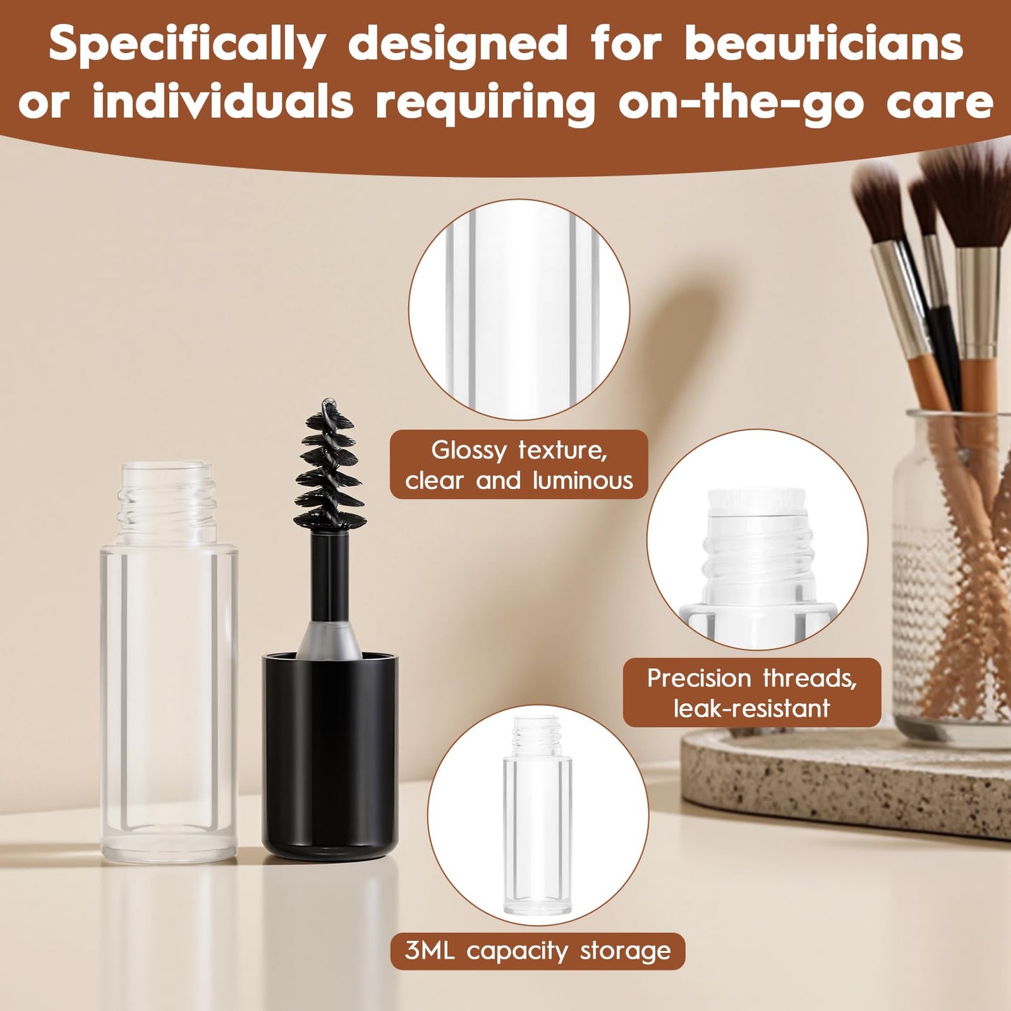 36 Pcs Empty Mascara Tubes with Wand (3ml), Refillable Eyelash Brow Tint Tubes, Travel Size Containers for Lash/Brow Oil, Eyebrow Shaping, Perm Aftercare
