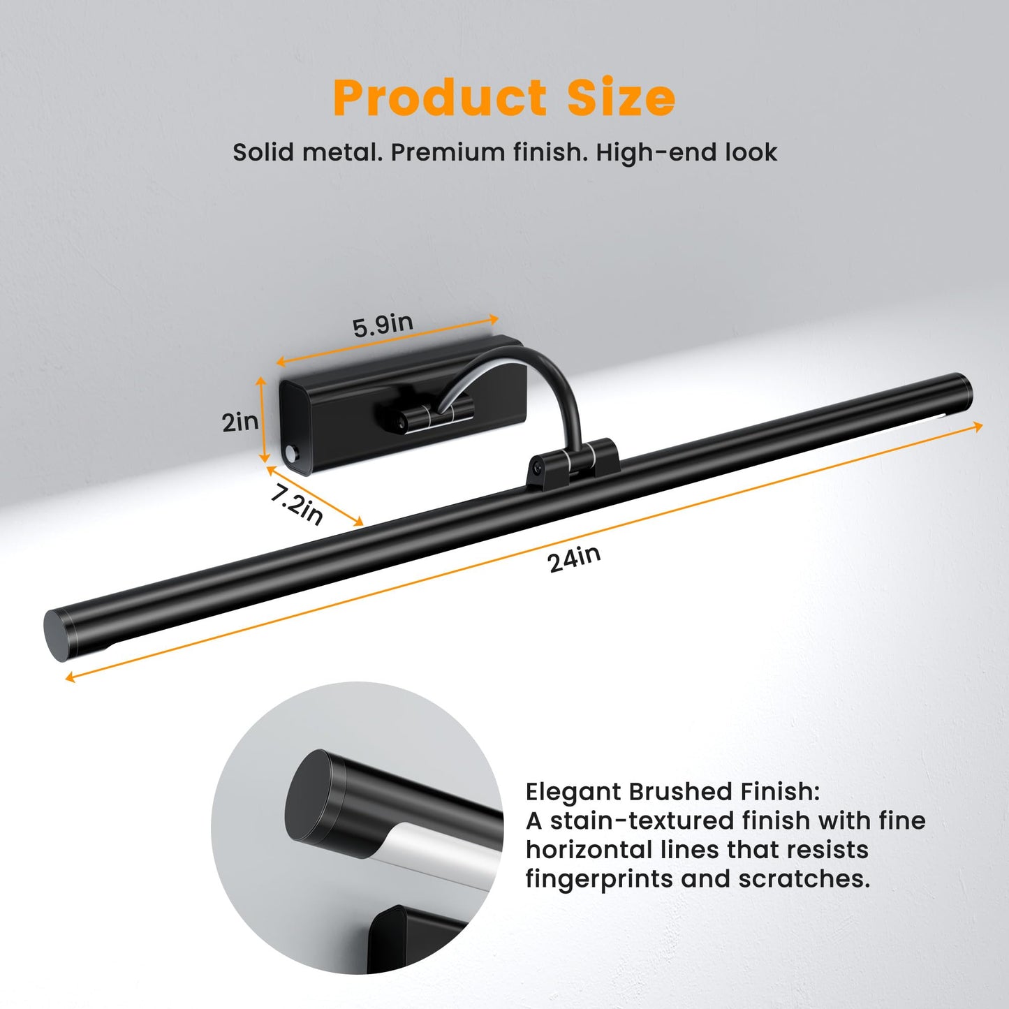 Kryoza Bathroom Vanity Light Wireless Rechargeable Black 24 inch Black