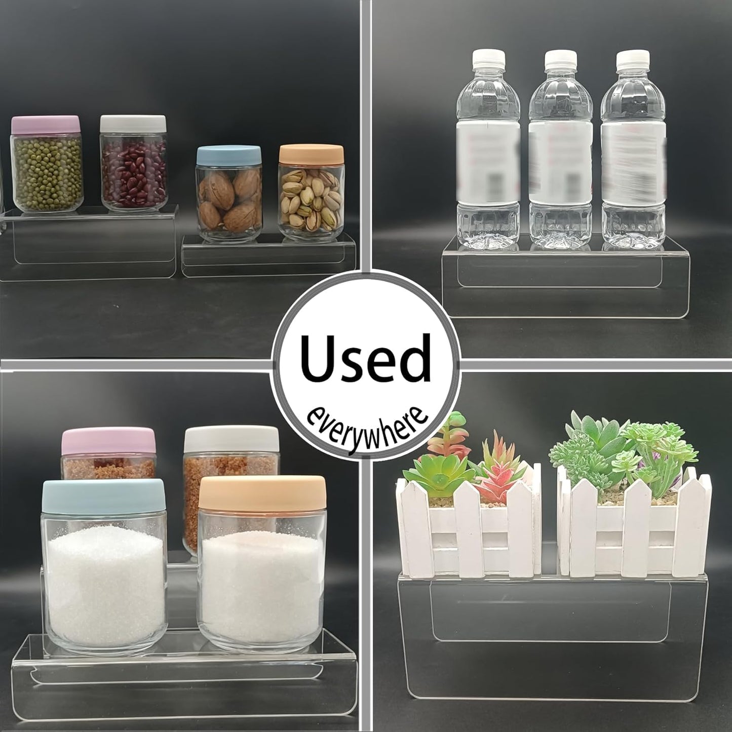 MerryNine Acrylic Risers, 6 Pcs 2 Set 8.6”L Clear Display Stand, Rectangular Acrylic Display Risers, Transparent Pop stand for Cupcakes, Figures, cosmetics, Retail, Shoe Showcase, Collectibles Display
