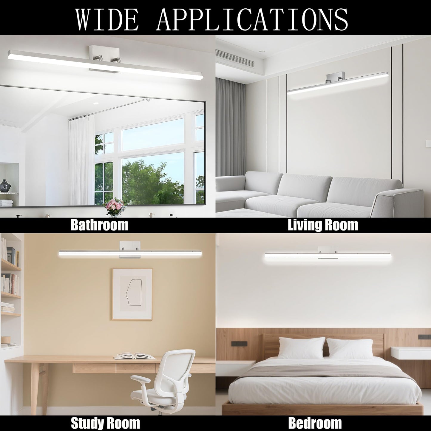 GOTEFULL 48 inch LED Modern Bathroom Vanity Lighting Fixtures Over Mirror, Brushed Nickel Adjustable Makeup Vanity Light Bar Dimmable 46W 5000K Cool White
