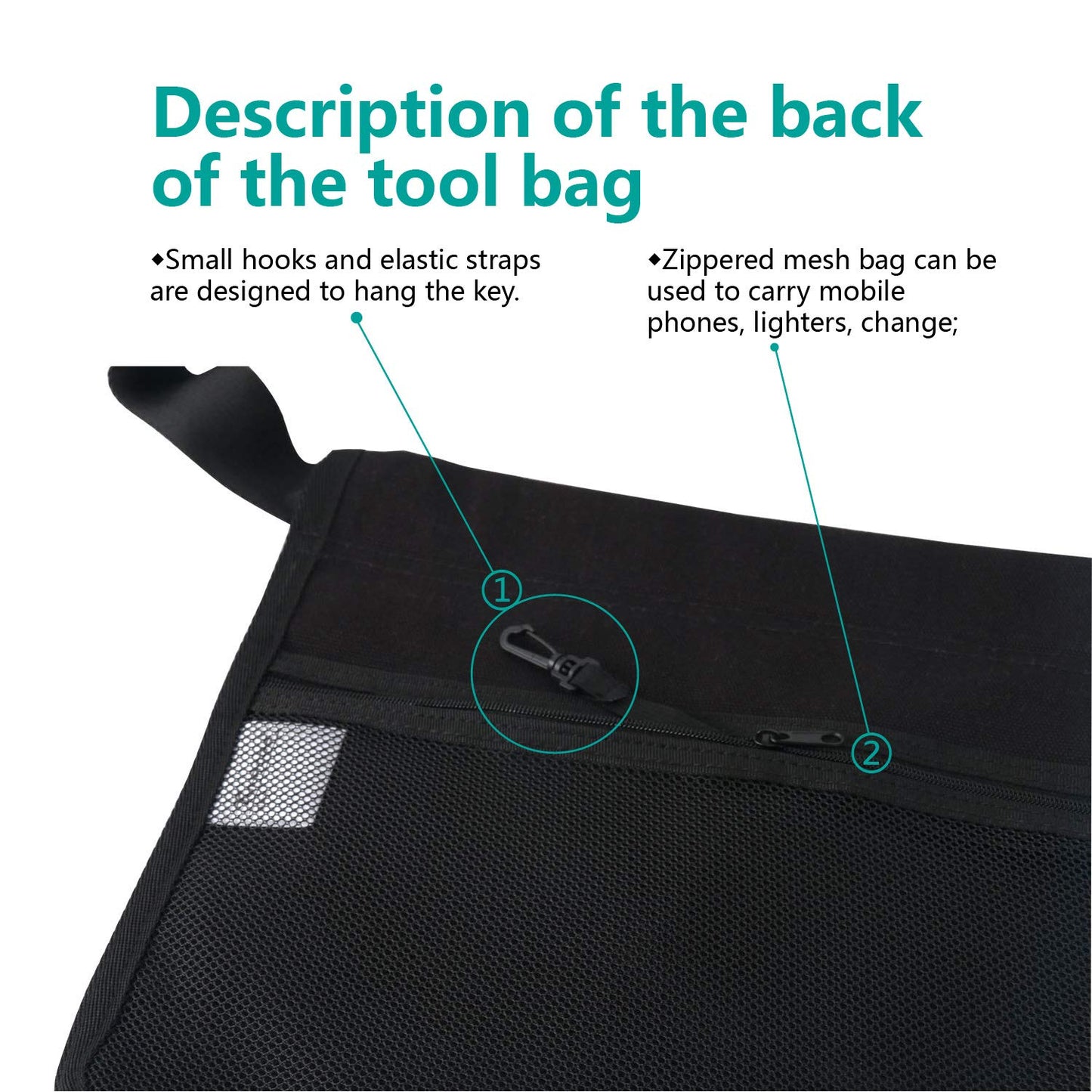 Electrican's Pouch Tool Belt Pouch for with Many Pockets for Maintenance Tool Bag Tool belt (black)