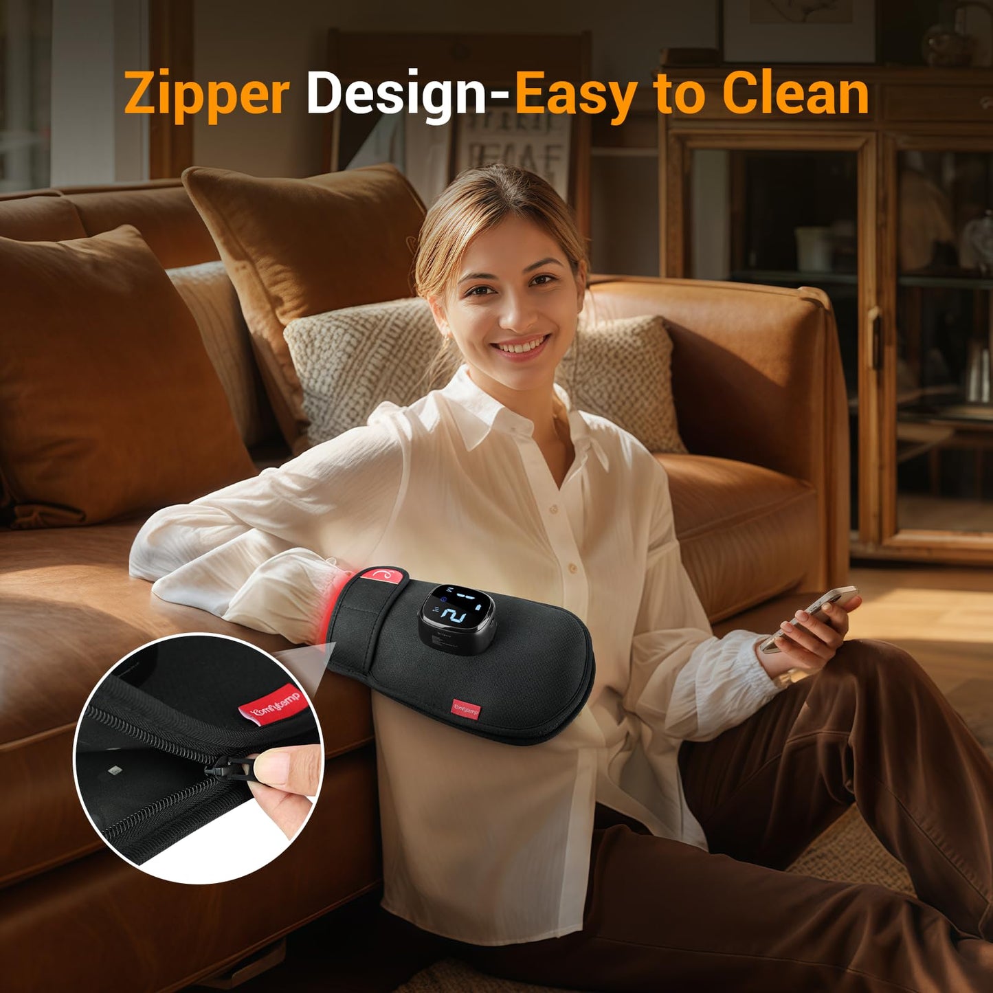 Comfytemp 5000mAh Cordless Red Light Therapy Glove for Hand, 360° Dual-Sided 100 LEDs Near Infrared Wrap, 13W Portable Pad for Wrist Finger Joint, Mothers Day Gifts for Women Mom, 660nm & 850nm