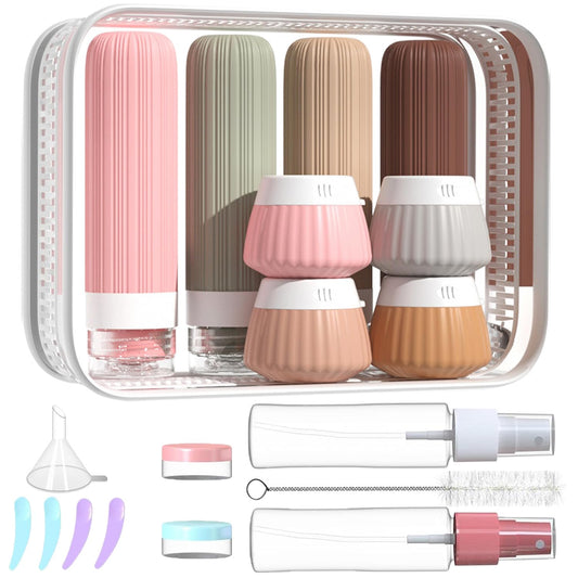 NuvaConx 18Pack Travel Bottles for Toiletries TSA Approved Silicone Travel Containers for Toiletries, Leak Proof Refillable Liqus Shampoo And Conditioner travel Essentials toiletry Bottles (BPA Free)
