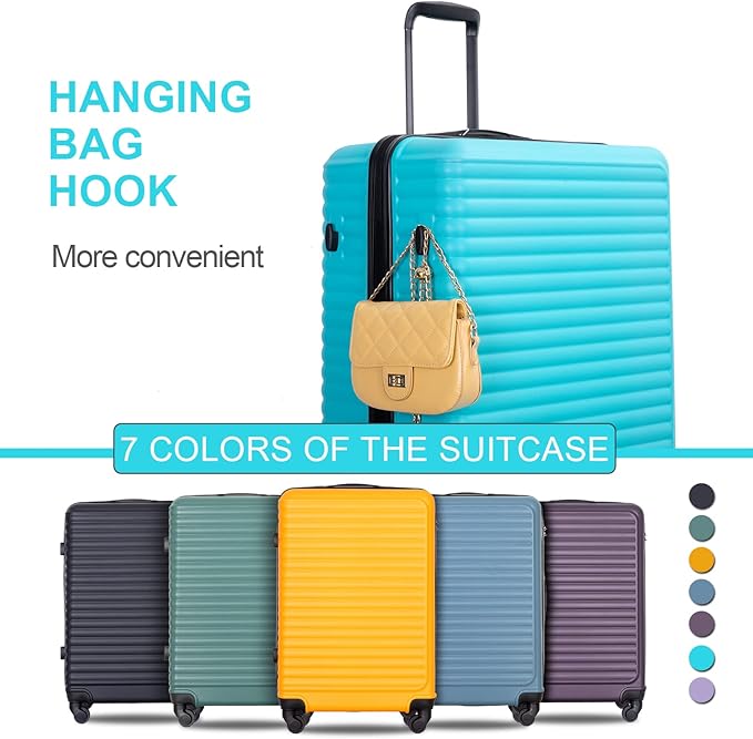 Travelhouse Luggage Sets, Expandable Hardside Suitcases 24in/28in, Carry on 20in,3 Piece Set Travel Luggages Clearance with Double Spinner Wheels TSA Lock Lightweight (Turpuoise-85)