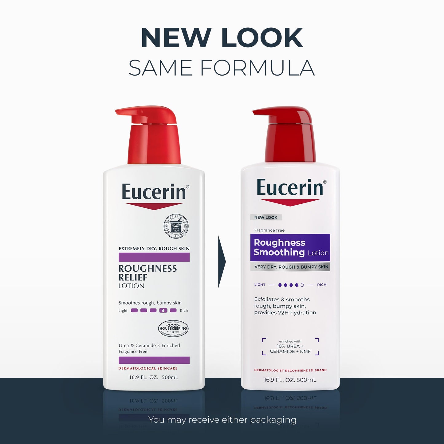 Eucerin Roughness Smoothing Body Lotion for Dry, Rough Skin, Urea Enriched Body Moisturizer, 16.9 FL OZ Pump Bottle