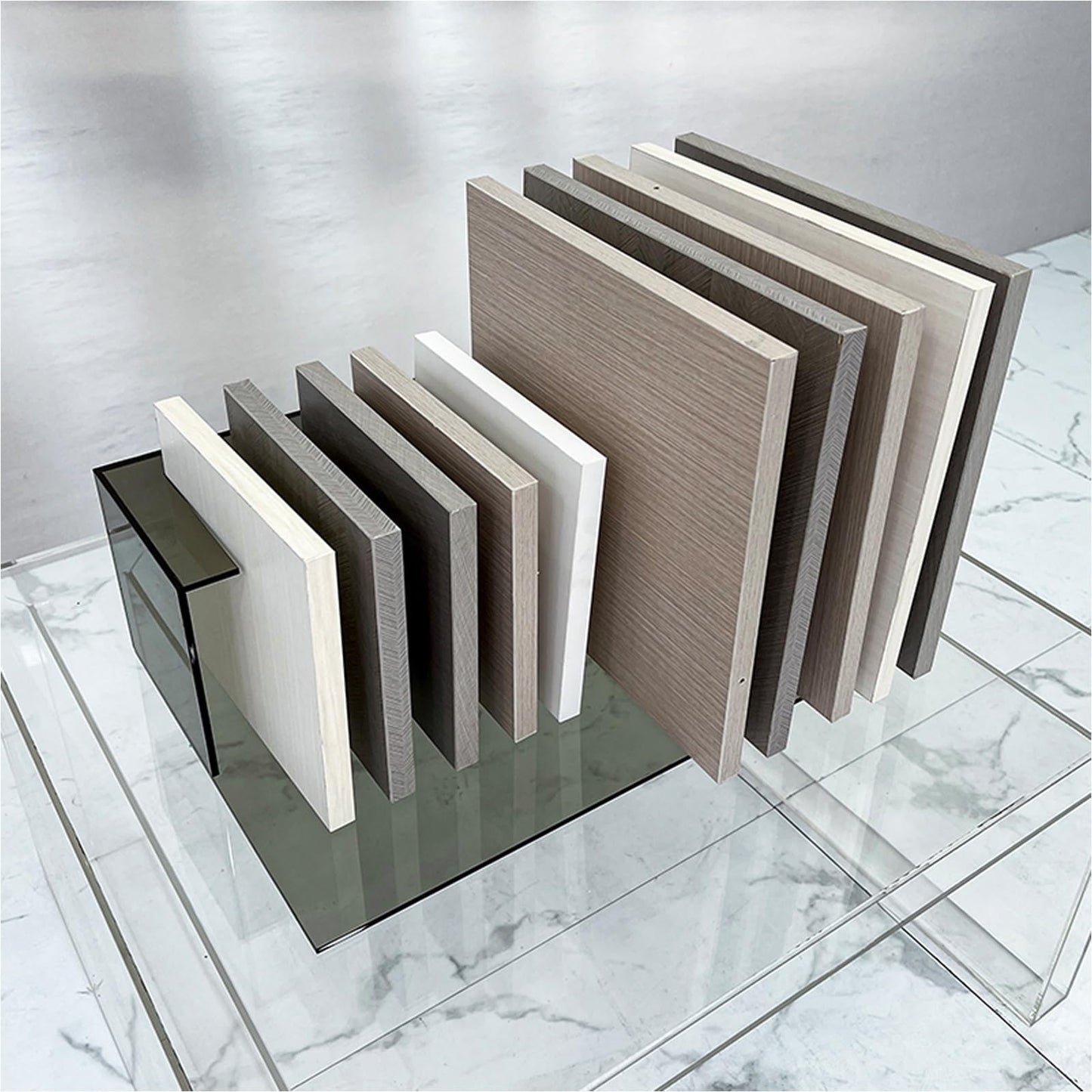 Gray Tile Sample Organizer Stand, Porcelain Display Rack for Craft Exhibitions, Building Material Show Shelf Holder, Durable Sample Door Stand, Perfect for Trade Shows