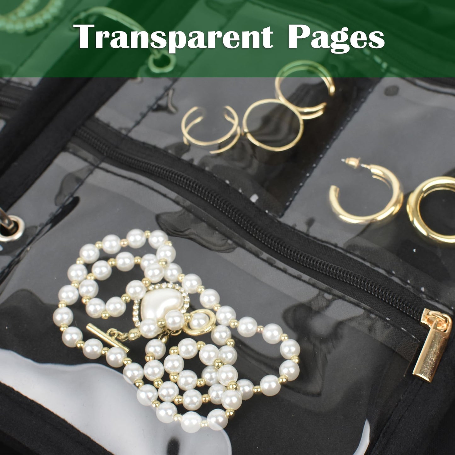 LingLingo Travel Jewelry Organizer Case,Jewelry Bags Jewelry Storage Book Binder with Clear Zipper Velvet Pouch for Traveling,Earrings, Rings, Necklace, Bracelet (Inner Pages, 3 PCS)