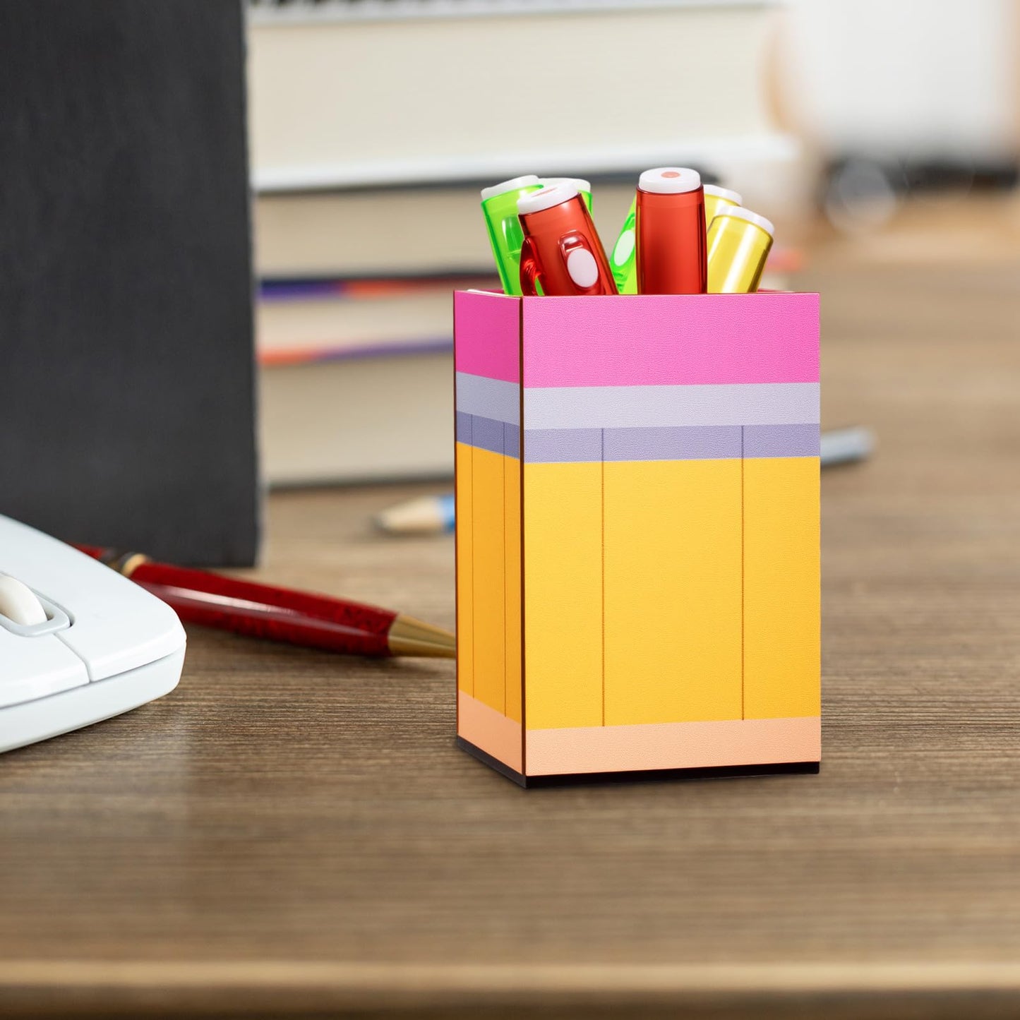 Weysat 1 Pcs Acrylic Pencil Shaped Pen Holder Cup for Desk Acrylic Desk Accessories Stationery Make up Brush Storage Organizer Back to School Gift for Teacher Classroom School Office Storage