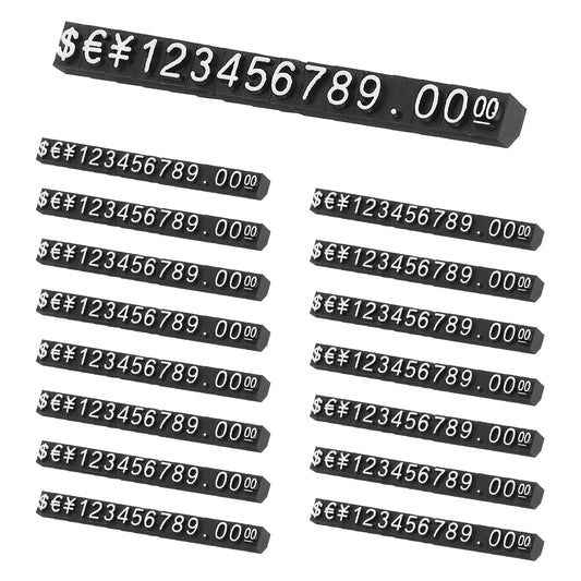 PATIKIL 15 Set Price Display Cube, Adjustable Price Tag Stand Removable Number Letter Label Stand Dollar Block Kit for Jewelry Retail Shop Display Signs (Black/White, S)