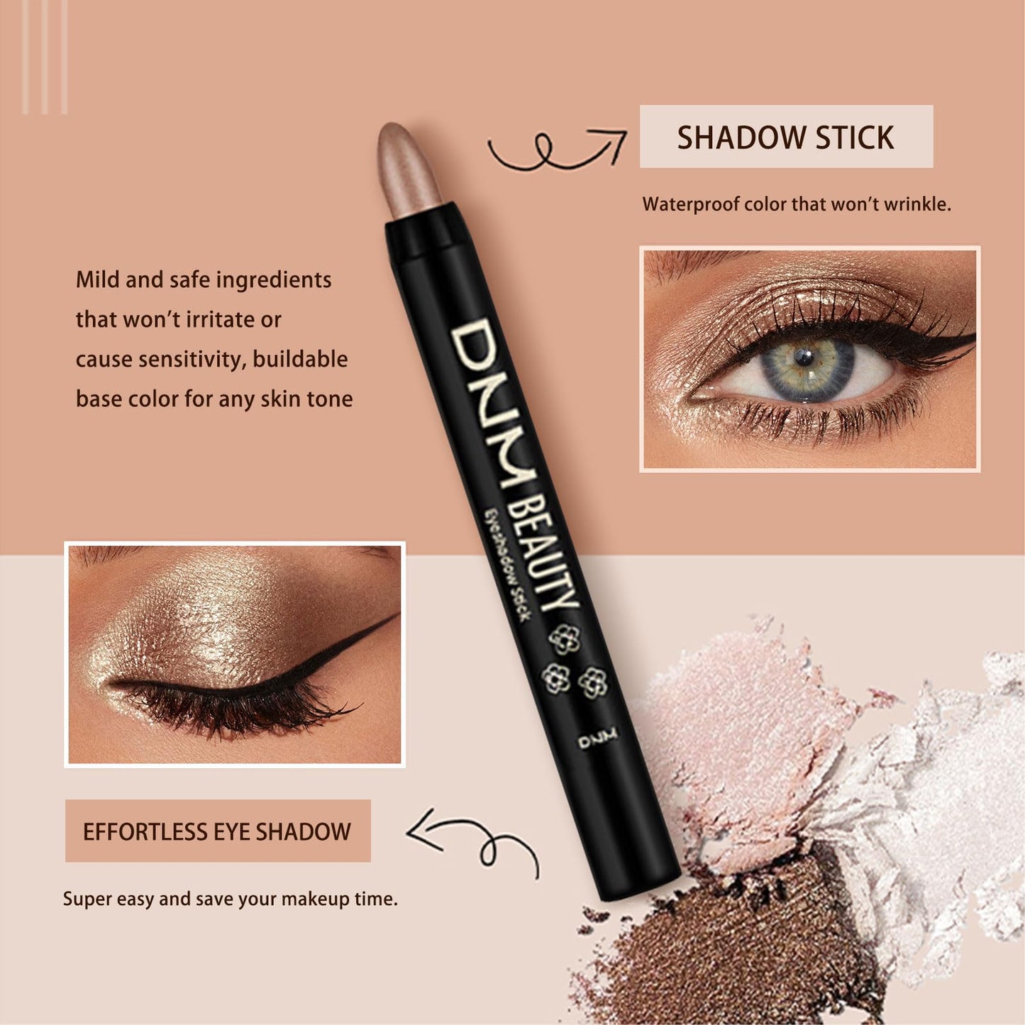 MooGlamor Colorful Shimmery Eye Shadow Stick Glittering Eye Shadow Sticks Set with Retractable and Waterproof Eyeshadow Pencil for Long-Lasting Makeup Eyeshadow (16 Pcs)