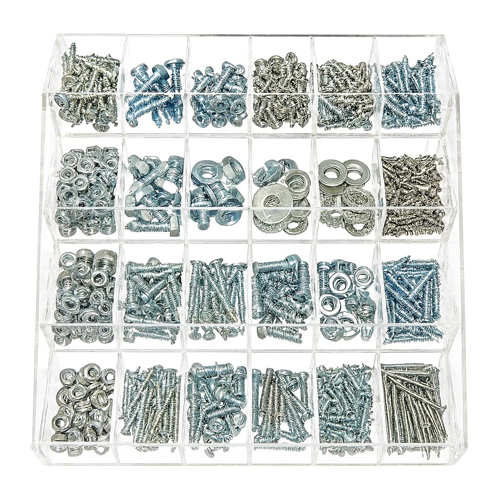 CuteBox Company Clear Acrylic 4 Tier 24 Bin Organizer (16" x 15.5" x 9.5") for Retail, Merchandise, Display, Jewelry, Repair Parts, Beads, Trinkets, Tchotchkes, Storage, Organization