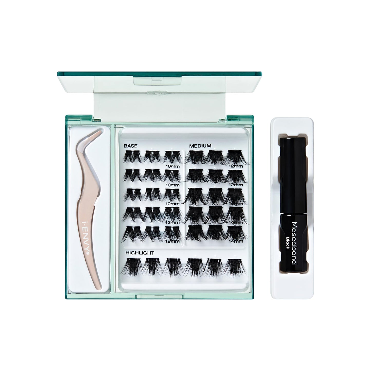 i-ENVY Cluster Palette Kit, DIY Lash Makeup, Customizable Under Lash Extension Layering All in One Convenience, Mini Applicator & Mascabond Glue Included (Dramatic)