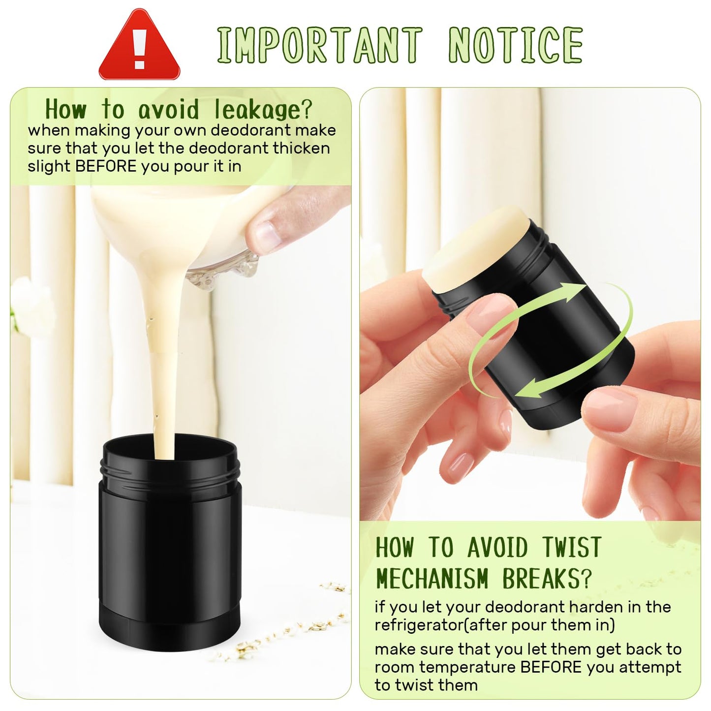 glasstore 15 Pcs Plastic Empty Deodorant Containers Twist-up DIY Deodorant Tubes Top Filling Refillable Lip Balm Tubes For Deodorant Lip Balm Lotion Sticks etc (black, 30ml/1oz)