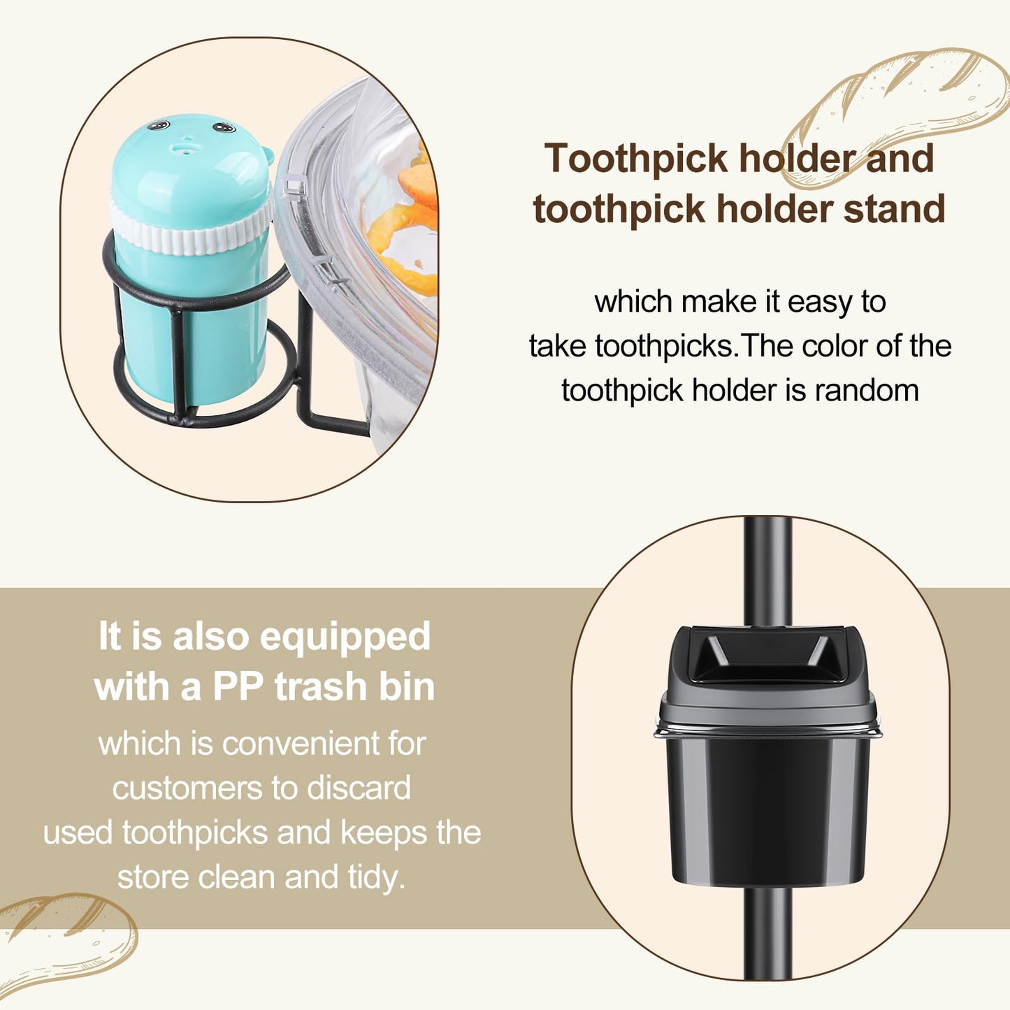 CHENNTAI Black Metal Food Sample Display Stand, Food Tasting Station with Toothpick Holder and Rubbish Bin for Supermarkets, Bakeries and Other Food Shop