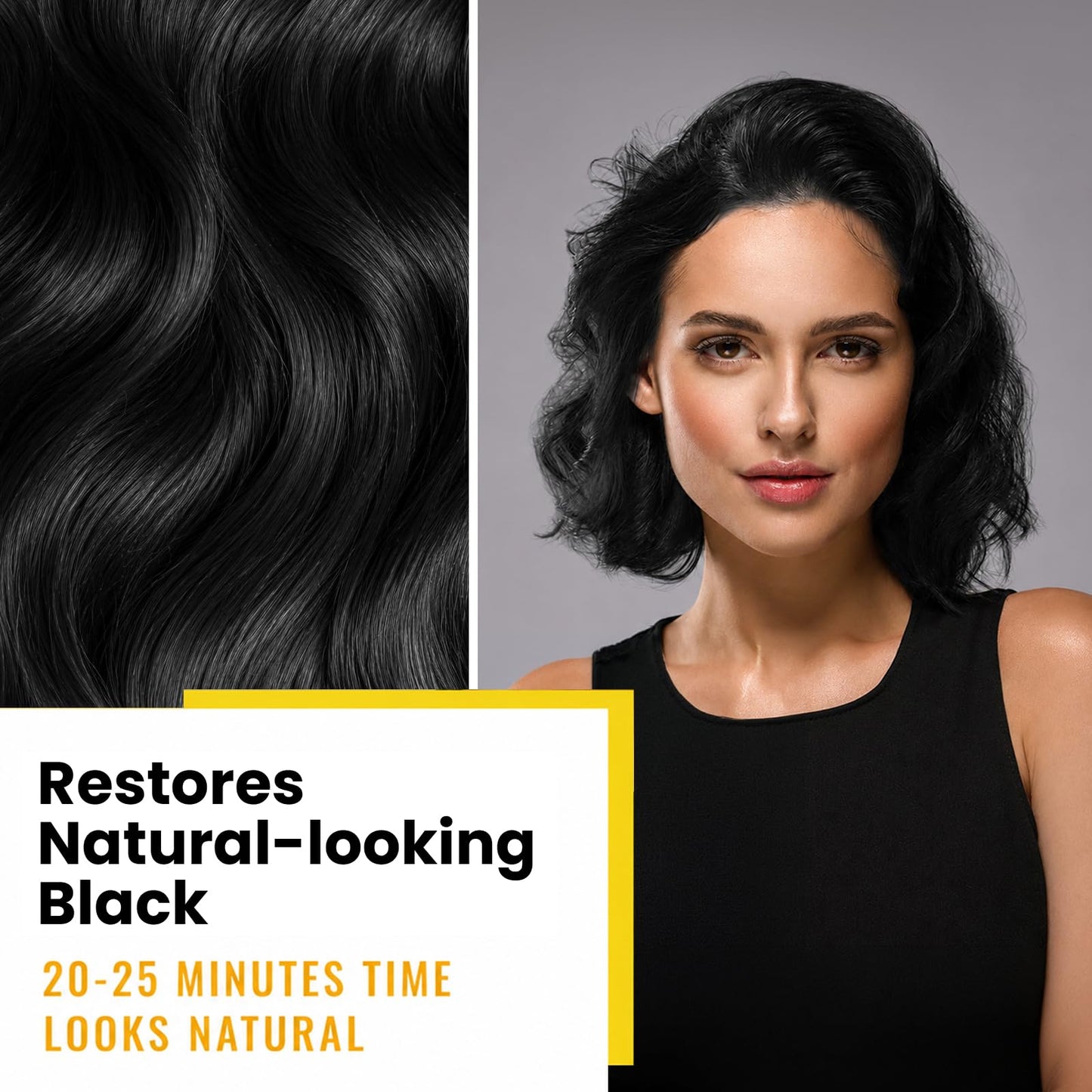 KINGMING Black Hair Dye Shampoo 3 in 1 for Gray Hair, Hair Color Shampoo for Women Men Grey Hair Coverage, Herbal Ingredients Champu Con Tinte Para Canas 500ml (Black).