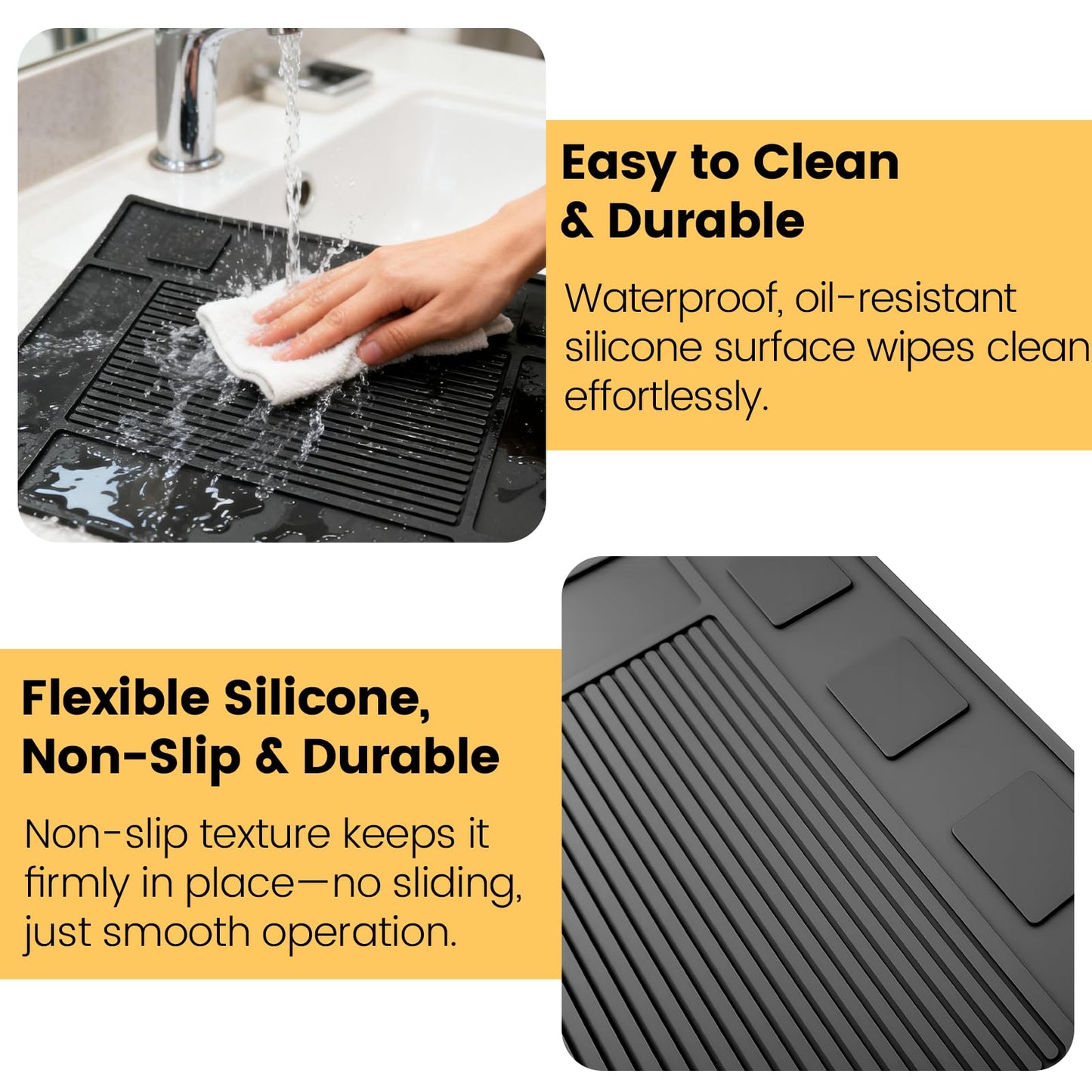 Magnetic Barber Mat for Clippers - Professional 4-Slot Tool Organizer Station with Strong Magnet, Non-Slip Flexible Silicone Mat for Barber Shop & Salon Accessories