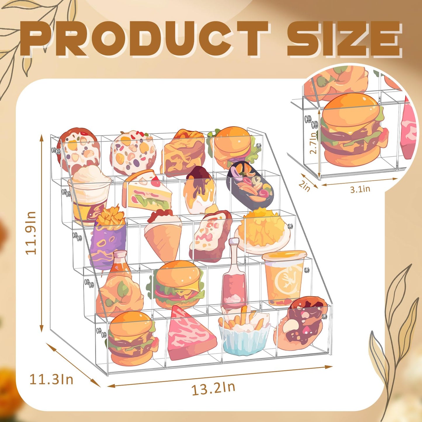 Yuntau 5 Tier Clear Acrylic Sticker Display Stand 20 Pockets Stamp Holder Organizer for 4'' Large Stickers Vendors Small Business Supplier Events, Trade Shows, Classroom