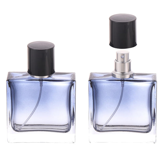 YWG Stone Square Glass Perfume Atomizer Gradient Blue Empty Perfume Spray Bottle Portable Fragrance Fine Mist Spray Bottle Perfume Dispenser for Travel 2 Pack 100ml/3.4oz