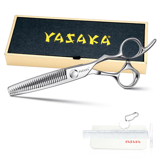 High-end Professional Hair Cutting 30 Teeth Thinning Scissors 6" with Extremely Sharp Convex Blades,Cobalt Alloy Steel barber hairdressing texturizing scissors For Men Women Salon& Home -Silver