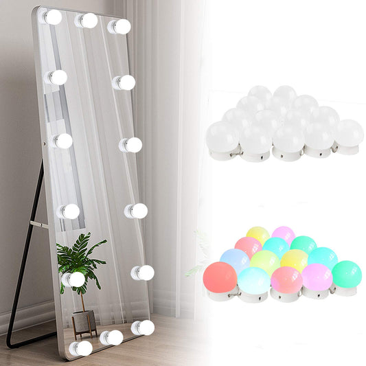 SICCOO Vanity Lights for Mirror, 14-Bulb RGB Colorful DIY Hollywood Makeup Vanity Mirror Dimmable Lights