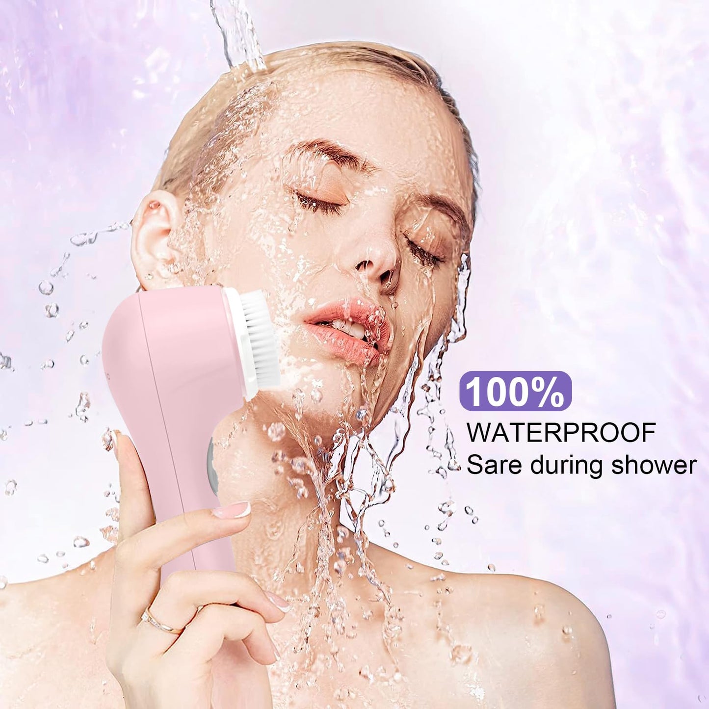 Mia 2 Electric Face Cleansing Brush with 2 Brush Heads, Sonic Facial Brush for Deep Cleaning & Exfoliation, Waterproof Rechargeable (Pink)