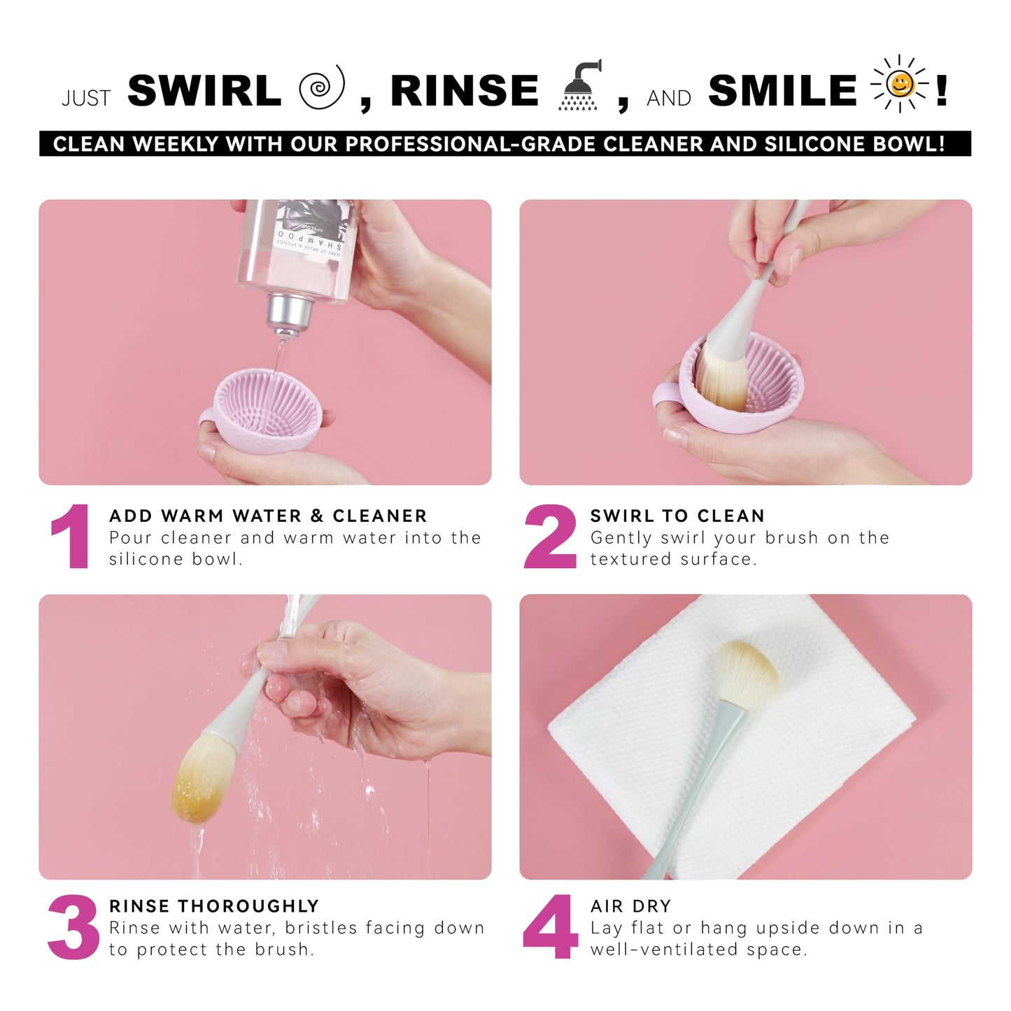 Aprilous Makeup Brush Cleaner with Silicone Mat, Tea Tree Oil, Shampoo for Sponges & Puffs, Deep Cleaning, Antibacterial, Conditions Bristles, Gentle, Vegan & Cruelty-Free, 6.76 fl.oz