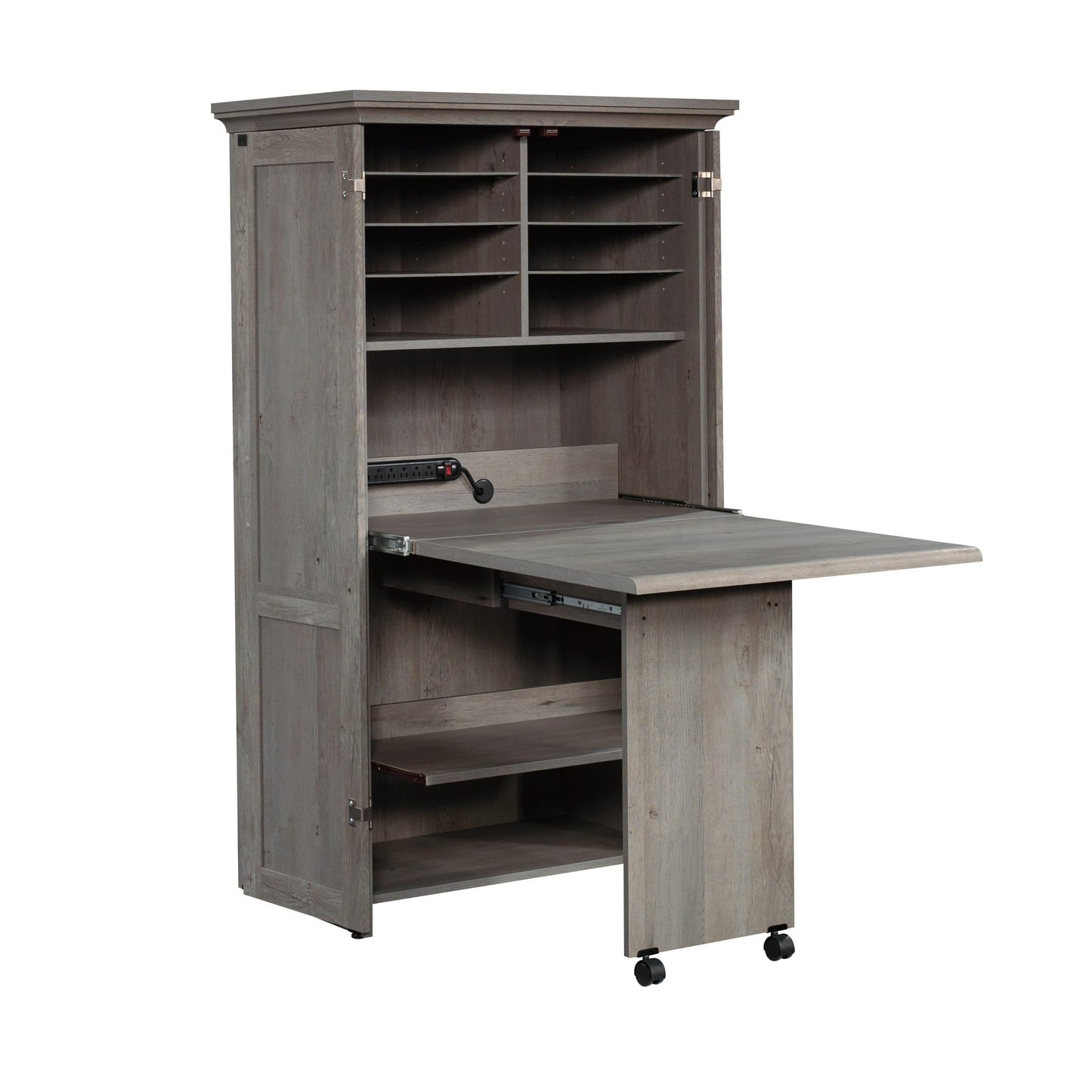 Sauder Miscellaneous Storage Craft & Sewing Armoire, L: 35.112" x W: 21.81" x H: 61.58", Mystic Oak