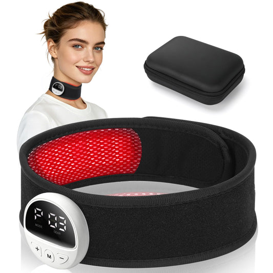 Upgraded 2-in-1 Red Light Therapy Belt for Throat & Neck, Dual-Wavelength 660nm Red Light & 810nm Near-Infrared Light,HD Display Controller,3 Red Light Modes,Timer Function,Relaxation & Daily Wellness