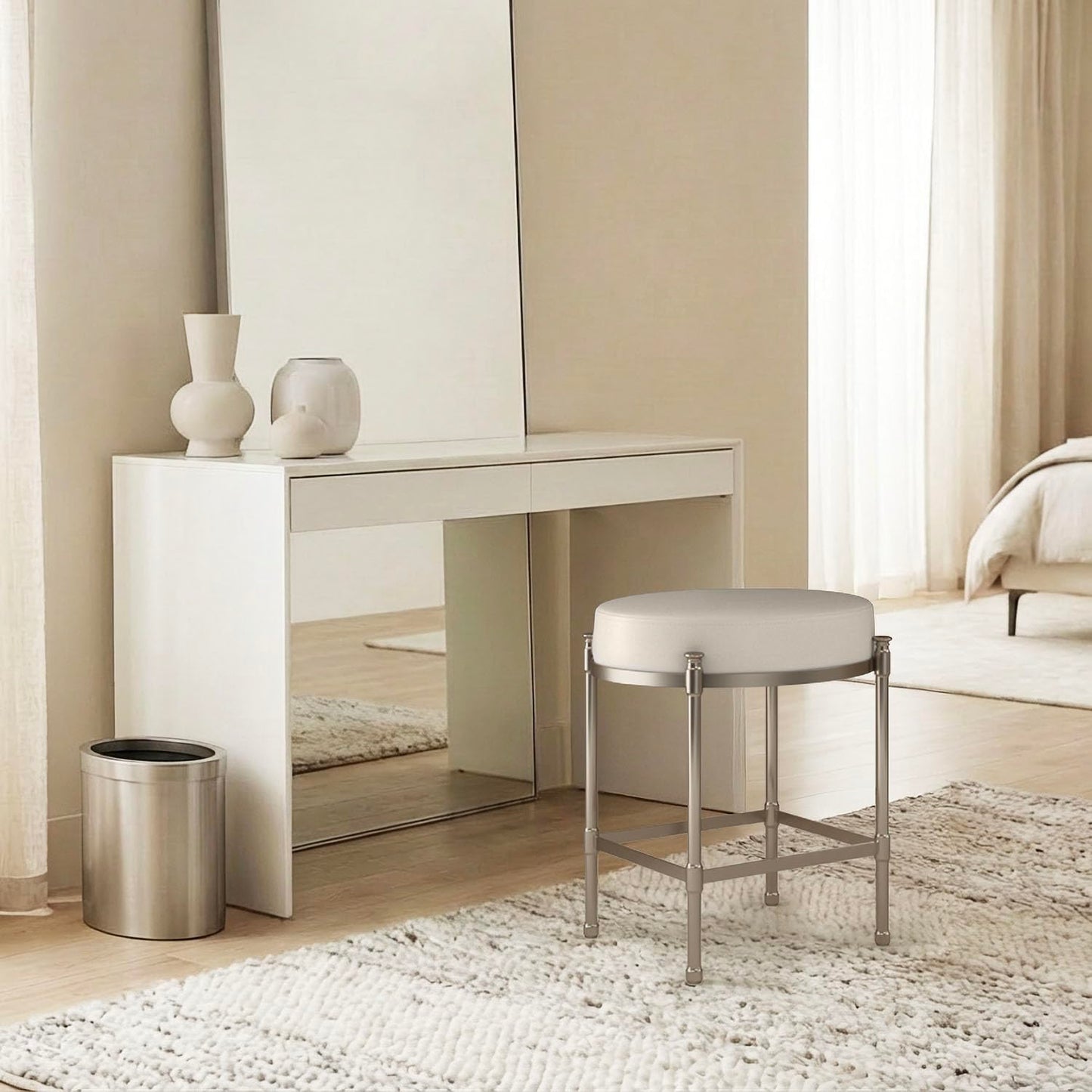 Gatco 1359 Oval Vanity Stool, 19.5" H, Satin Nickel
