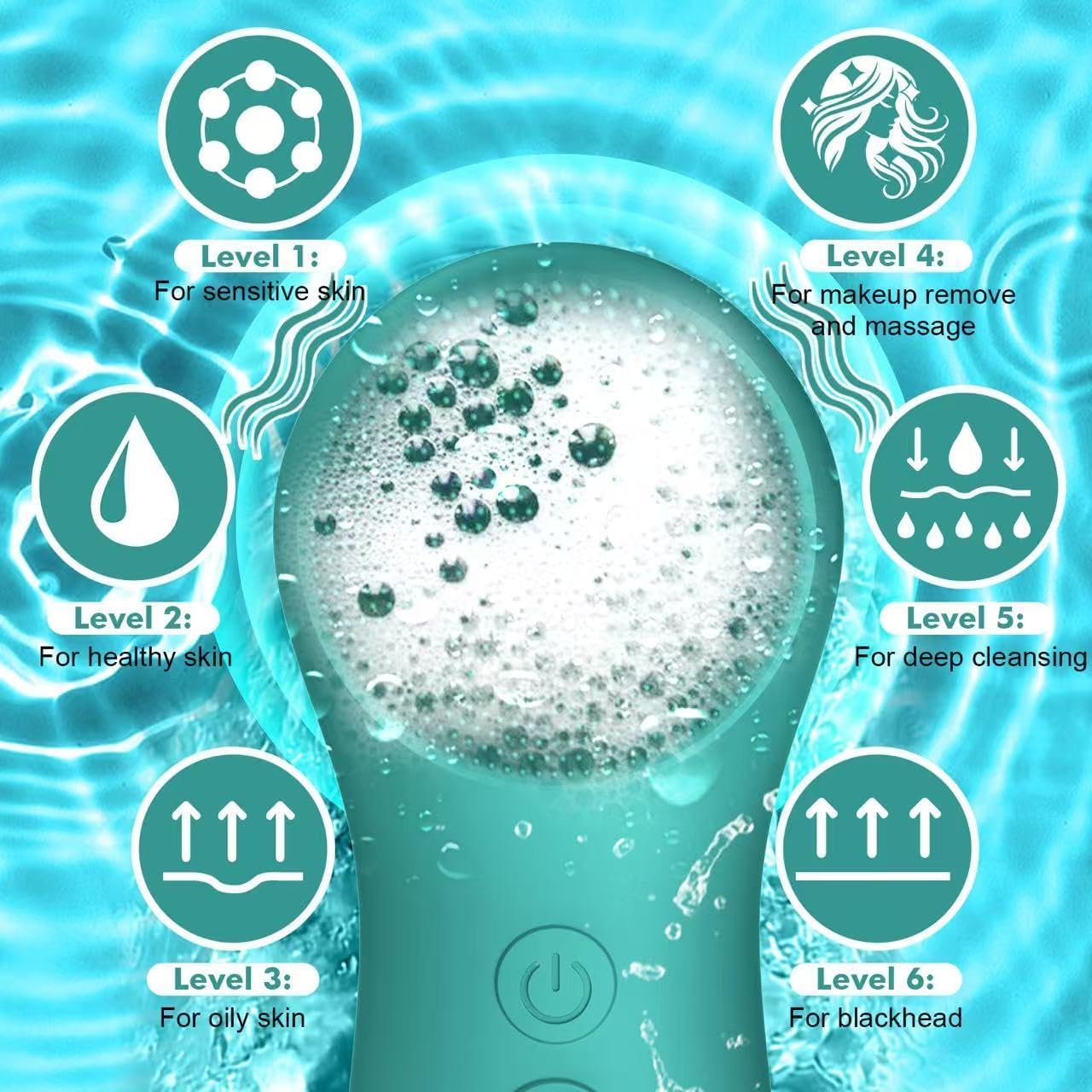LZP Face Scrubber Facial Cleansing Brush Silicone Face Scrubber Exfoliator for Men & Women, Rechargeable Electric Facial Brushes for Cleaning and Exfoliating, Waterproof Face Scrub Brush