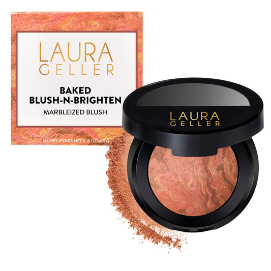LAURA GELLER NEW YORK Baked Blush-n-Brighten for Mature Skin - 10 Beachy Horizon - Powder Blush Won't Settle into Fine Lines - Buildable Natural Finish – Longlasting Formula - Made in Italy