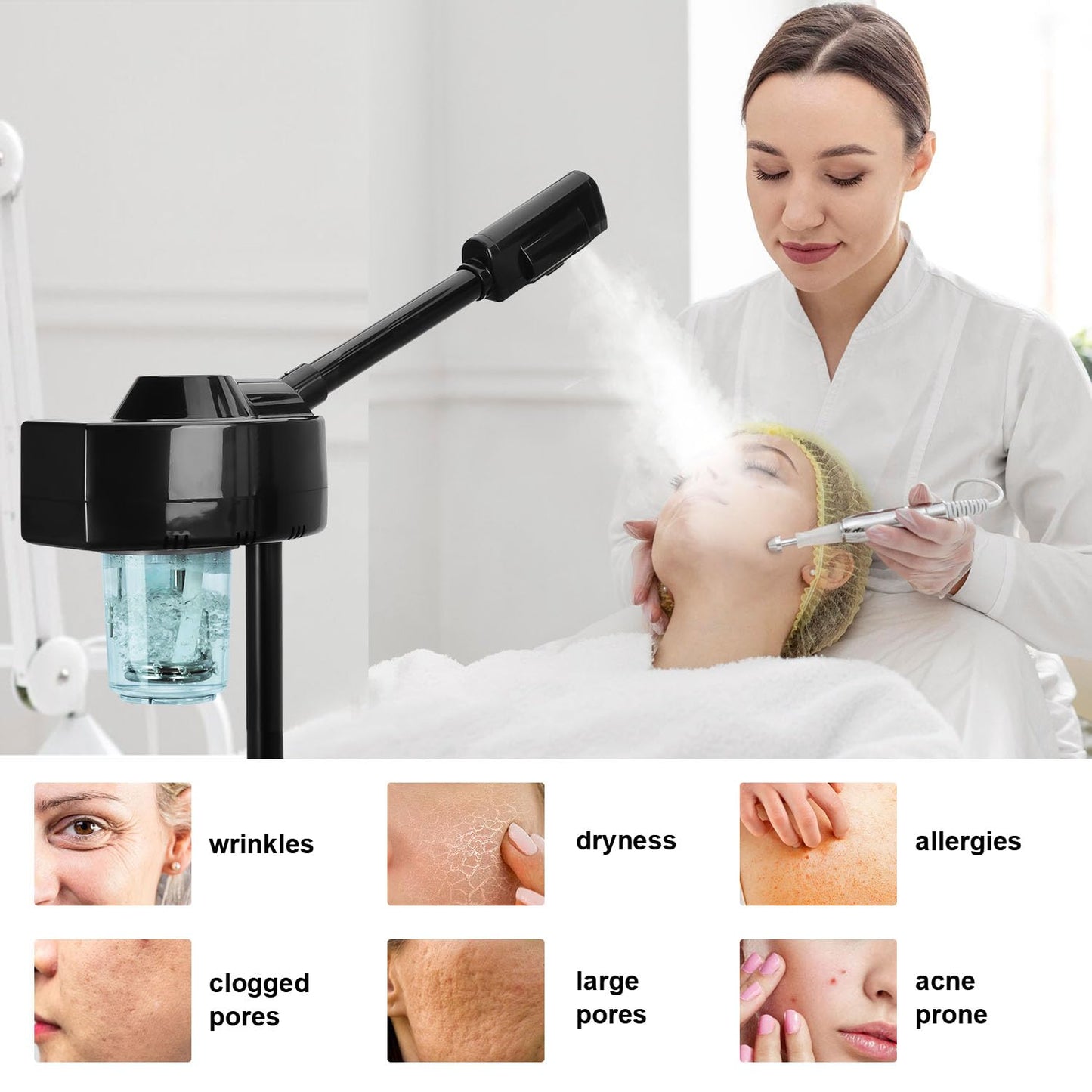 Professional Facial Steamer, Face Steamer with Hot Mist, Esthetician Facial Steamer Salon Spa Beauty Skin Care Equipment