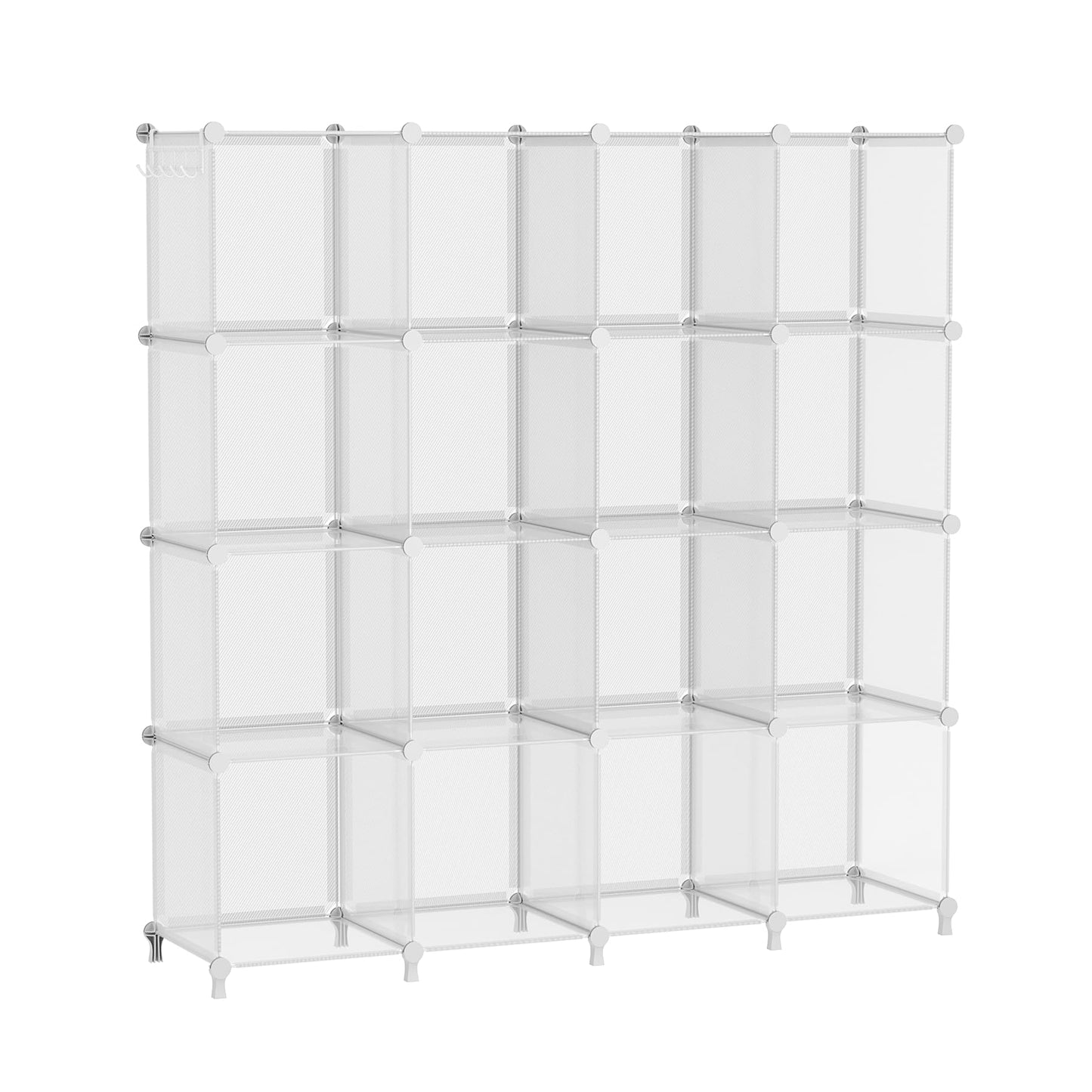 AWTATOS Cube Storage Organizer, 16 Cube Closet Organizers and Storage Shelves, DIY Stackable Bookshelf for Bedroom, Home, Translucent Twill