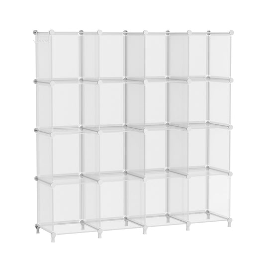 AWTATOS Cube Storage Organizer, 16 Cube Closet Organizers and Storage Shelves, DIY Stackable Bookshelf for Bedroom, Home, Translucent Twill