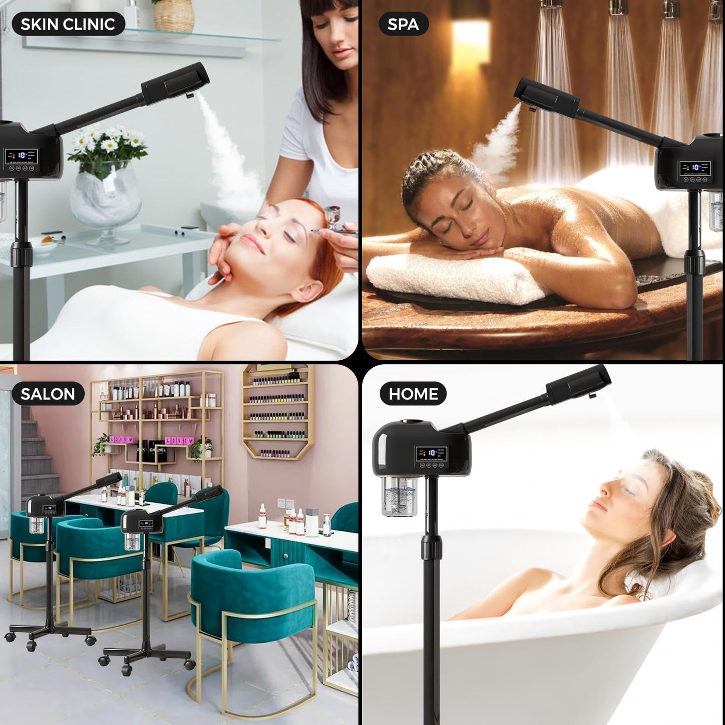 Hovinke Facial Steamer for Estheticians, Timer Function & Hot Mist, Vaporizador Facial Steamer Professional On Wheels for Home Use & Spa Salon Skin Cleasning