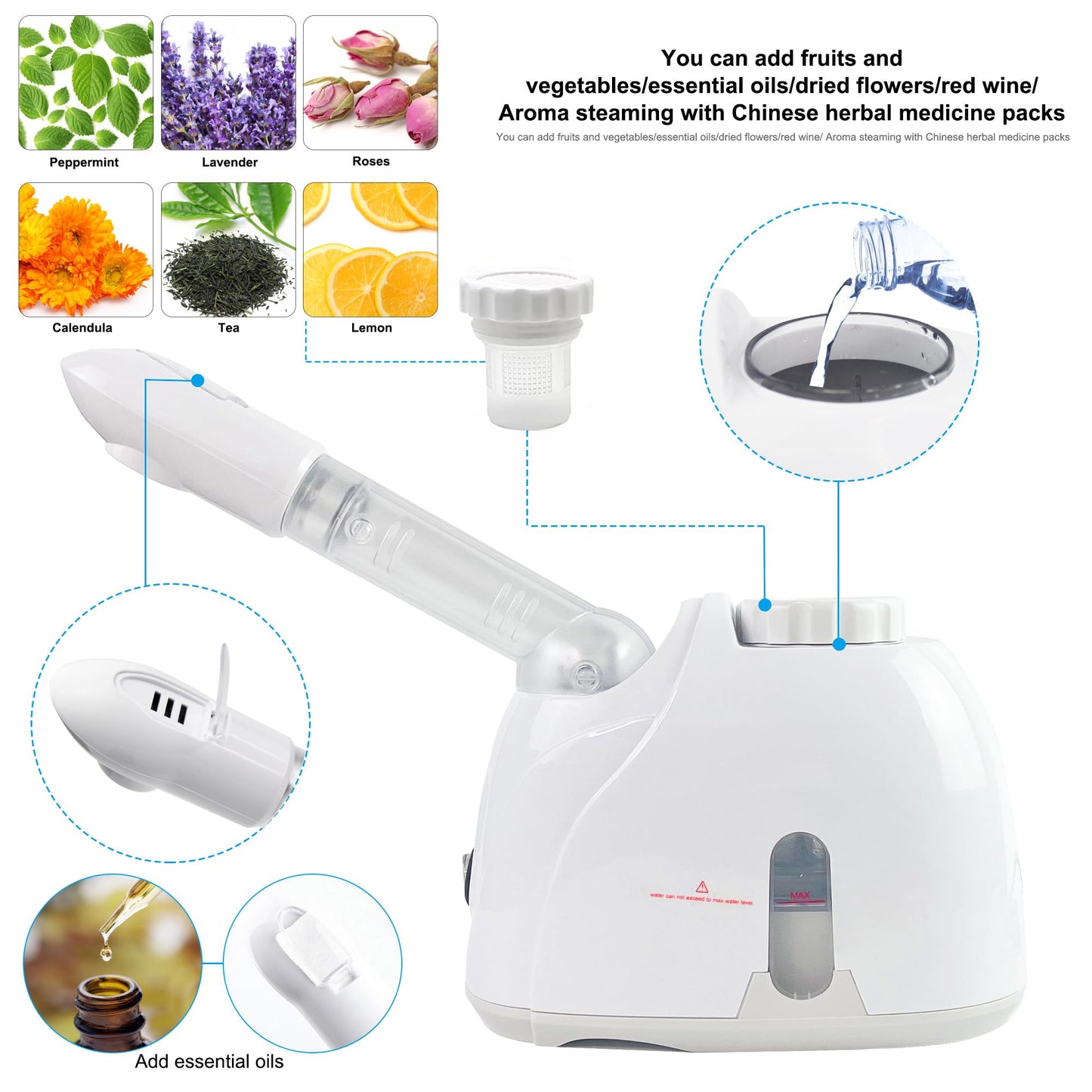 Facial Mist Steamer,YOKYAK Facial Steamers with 360° Rotatable Sprayer, Face Steamer for Facial Deep Cleaning, Hot Mist Humidifier Steam for Face Spa Sinuses Moisturizing, Homeuse or Salon