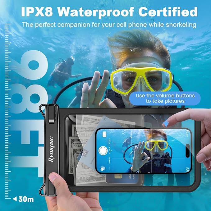 2 Pack Waterproof Phone Pouch - 10in Waterproof Phone Case with Lanyard, IPX8 Cell Phone Dry Bag Beach Cruise Ship Essentials for iPhone 17 16 15 Pro Max, Galaxy S25 S24 Ultra