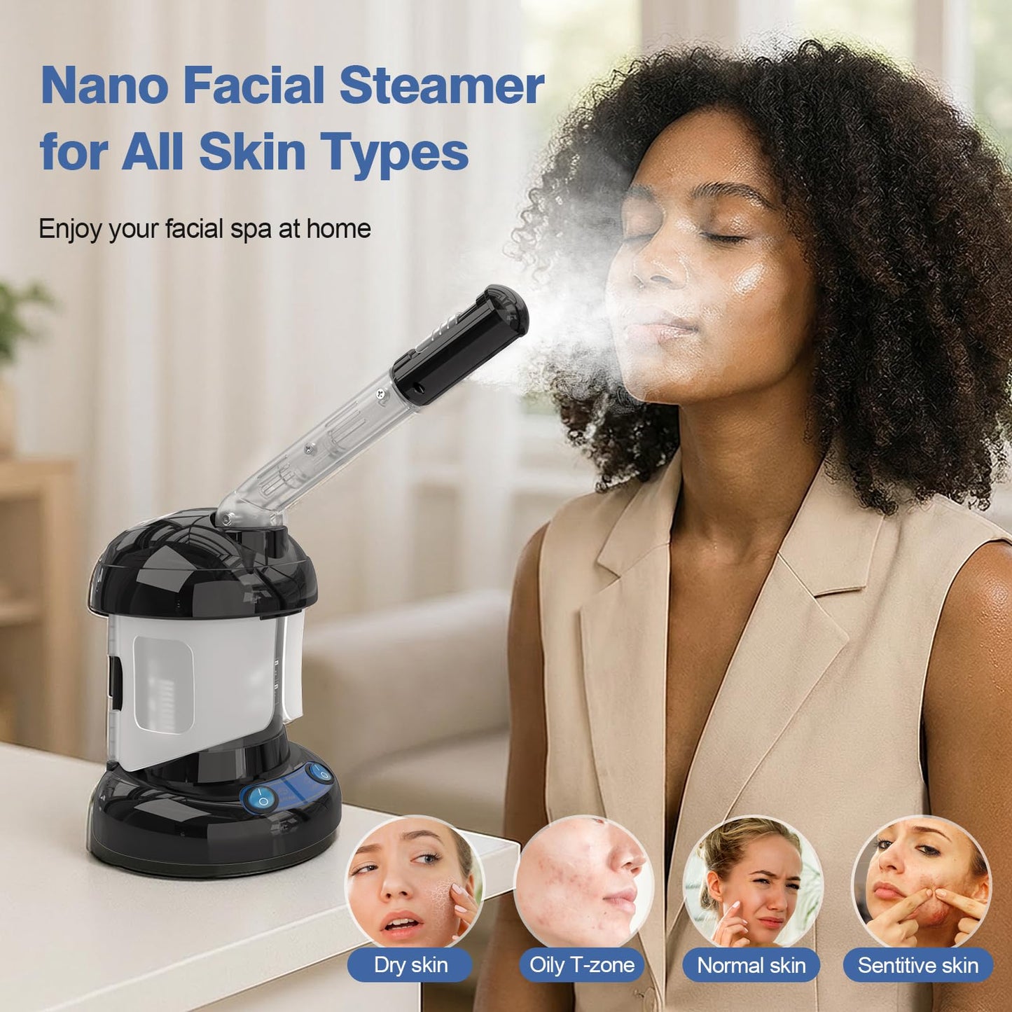 Hair Steamer Kingsteam 2 in 1 Ozone Facial Steamer, Design for Personal Care Use at Home or Salon Barber