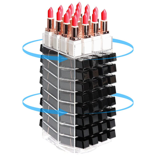 JackCubeDesign 360 Rotating Lipstick Clear Acrylic Display Rack Organizer Stand Lazy Susan Makeup Cosmetics Storage Case Box Carousel Stunning Shelf with 80 Compartments – :MK391A
