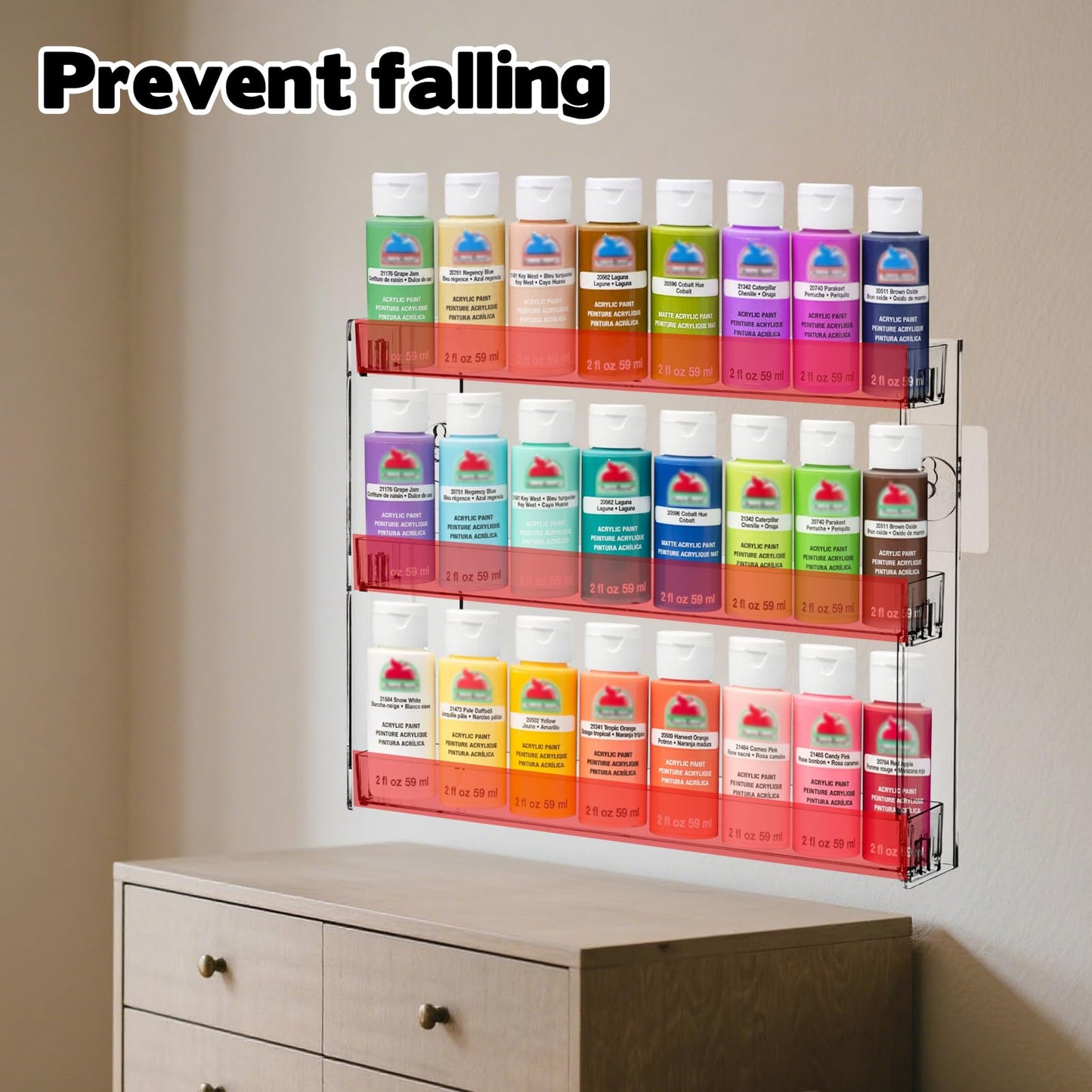 Rainmae 2Pack 3 Tier Paint Storage Display Rack for Apple Barrel Acrylic Paint, Clear Paint Rack, Acrylic Craft Paint Storage Organizer, Miniature Holder for 2oz Bottle, Nail Polish Organizer, Badges