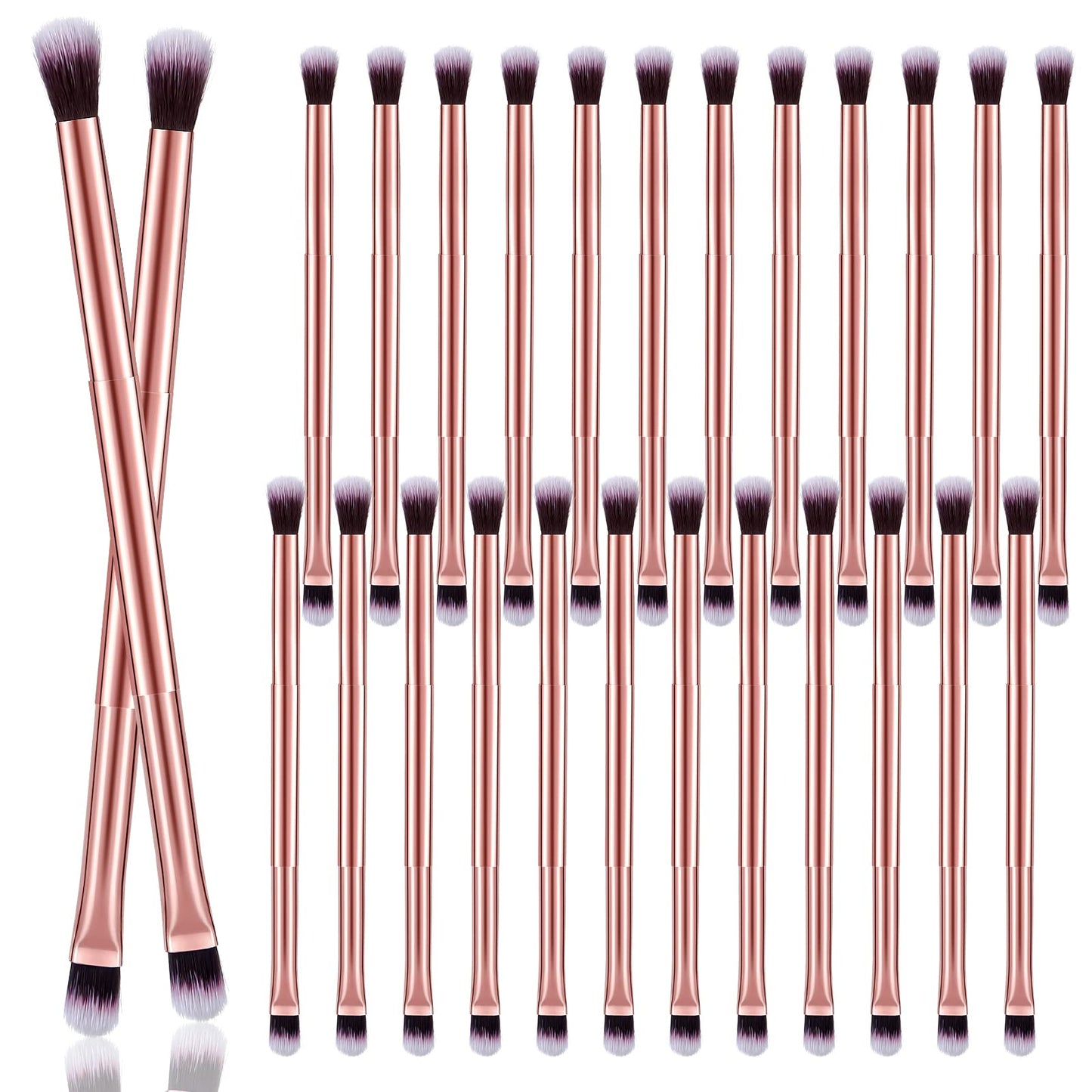 24 Pcs Eyeshadow Smudge Brush 2 in 1 Eyeshadow Double Ended Concealer Brush Under Eye Small Soft Firm Pointed Foundation Makeup Applicator for Blending Eye Shadow Liner(Rose Gold)
