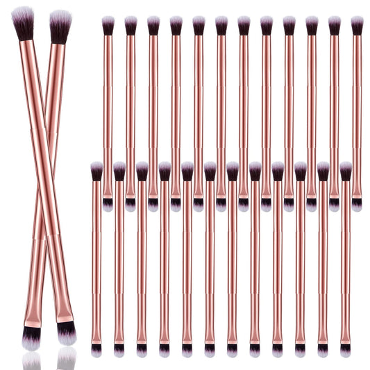 24 Pcs Eyeshadow Smudge Brush 2 in 1 Eyeshadow Double Ended Concealer Brush Under Eye Small Soft Firm Pointed Foundation Makeup Applicator for Blending Eye Shadow Liner(Rose Gold)