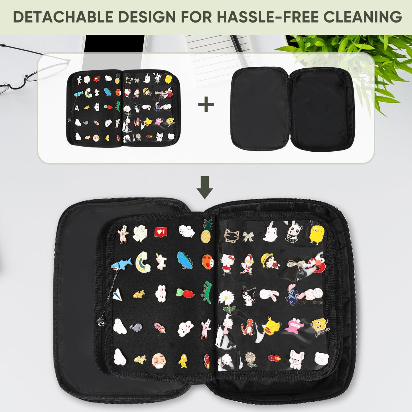 Fruobeyla Pin Display Bag, Letter PU Pin Trading Book with 8 Pages, Waterproof Enamel Pins Holder Board, Suitable as Pin Collection Display Case, L