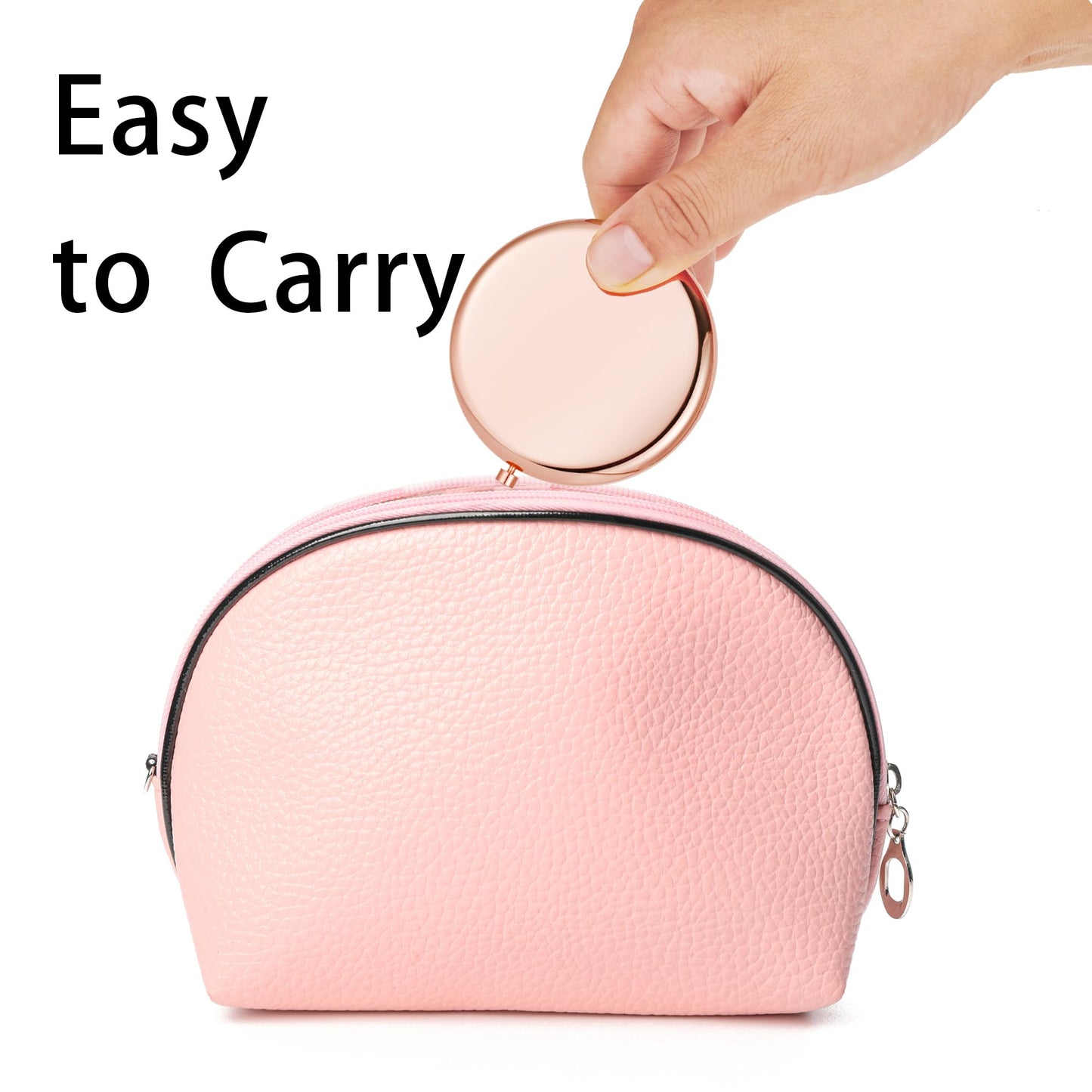 QUSTGO Compact Mirror, Pocket Travel Makeup Mirror for Purse, Metal Round Shell, 2-Sided 1X/2X Magnifying, Portable, Folding, Handheld, Rose Gold, 18 Pack