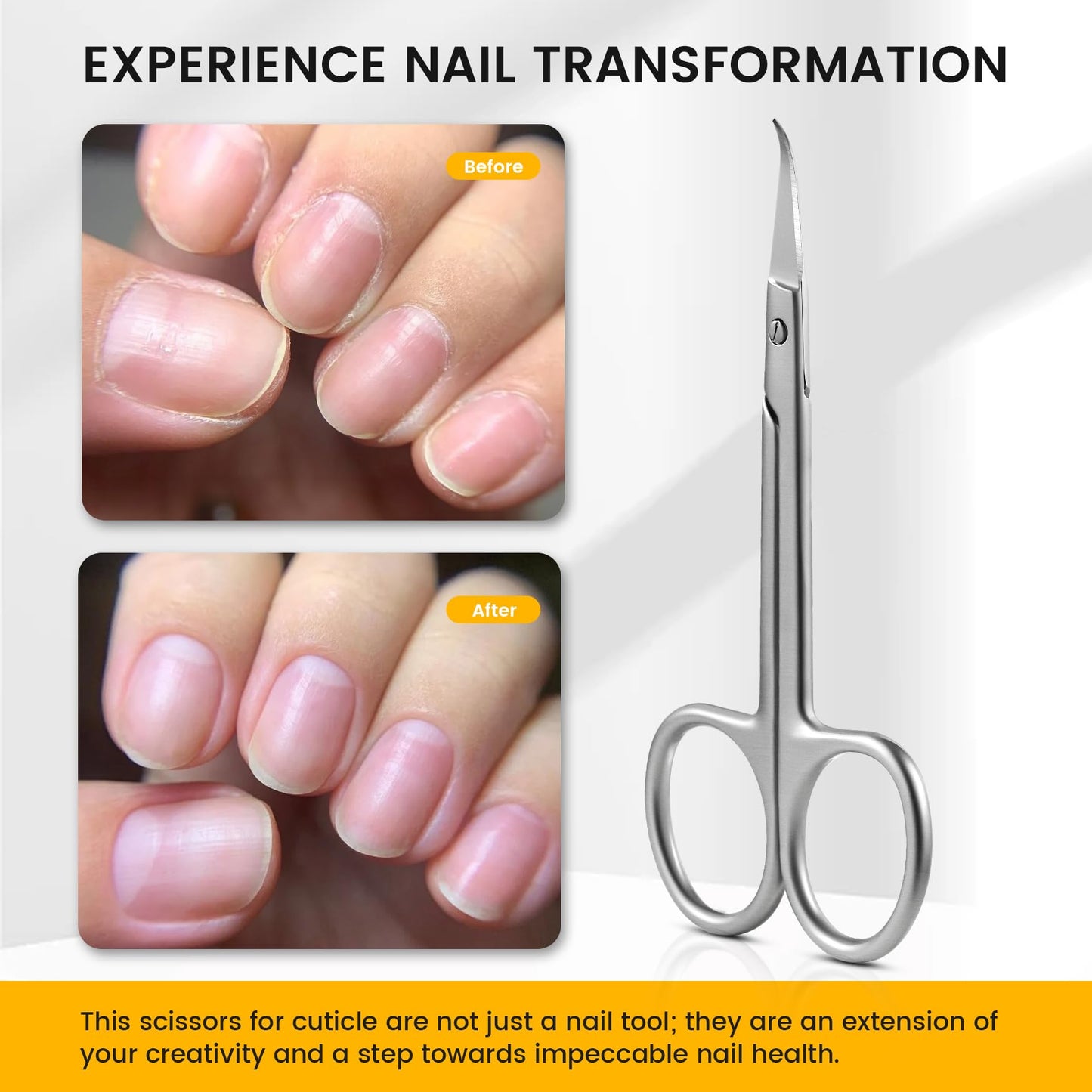 BEZOX Precision Curved Tip Cuticle Scissors - Russian Style Sharp Nail Dead Skin and Hangnail Scissor, Professional Cuticle Trimmer with Sharp, Thin Blade - Ideal for Right & Left-Handed Use