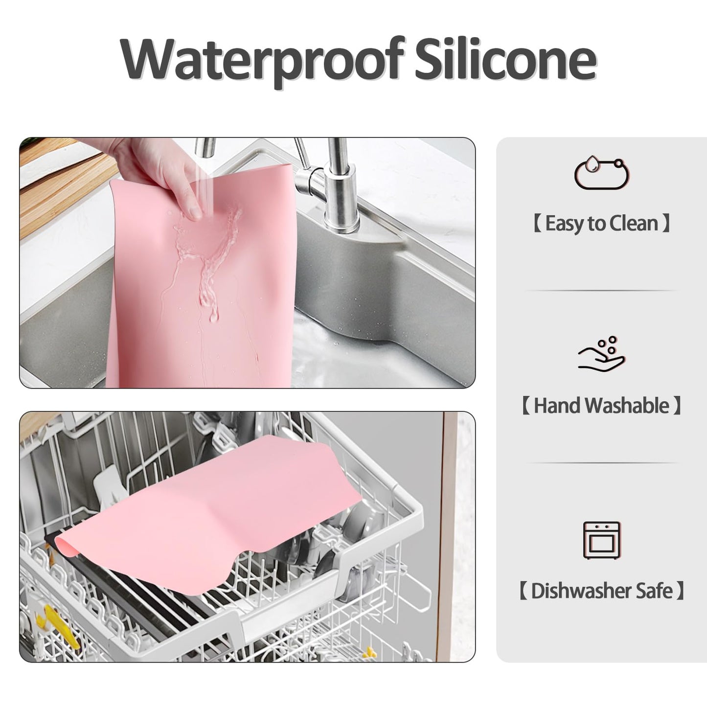 Silicone Makeup Mat for Vanity, 21.7" x 11.8" Heat Resistant Vanity Mat, Easy to Clean & Waterproof, Portable Makeup Accessories for Use While Traveling (Pink)