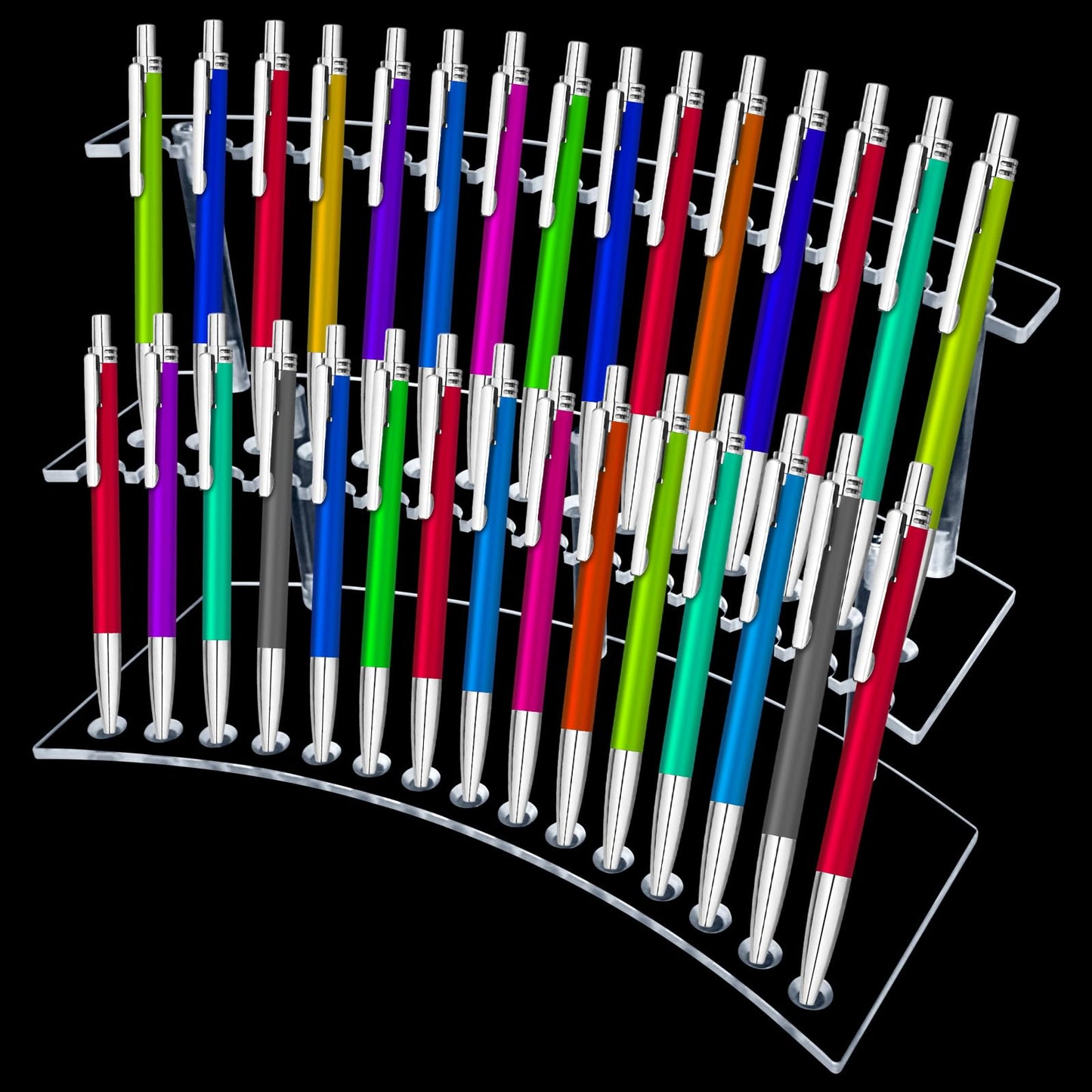 HESHUYU Acrylic Pen Display Stand 30 Slots 1.3cm Pen Stand Display 2 Tier Clear Pen Display Stand Rack Acrylic Pen Stand Display