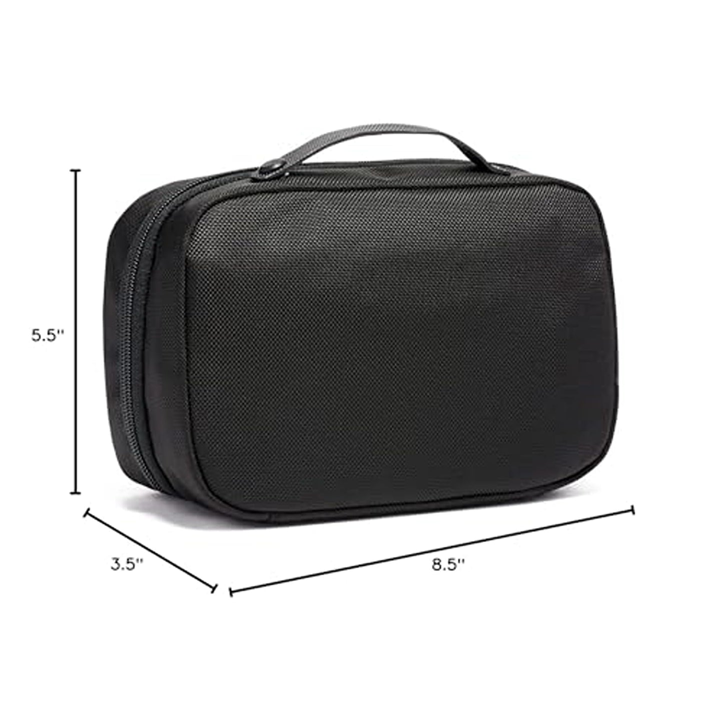TUMI Alpha Split Travel Kit - Compact Toiletry Bag for Men & Women - Features Removable Leather Handle & 3 Zip Pockets - Black
